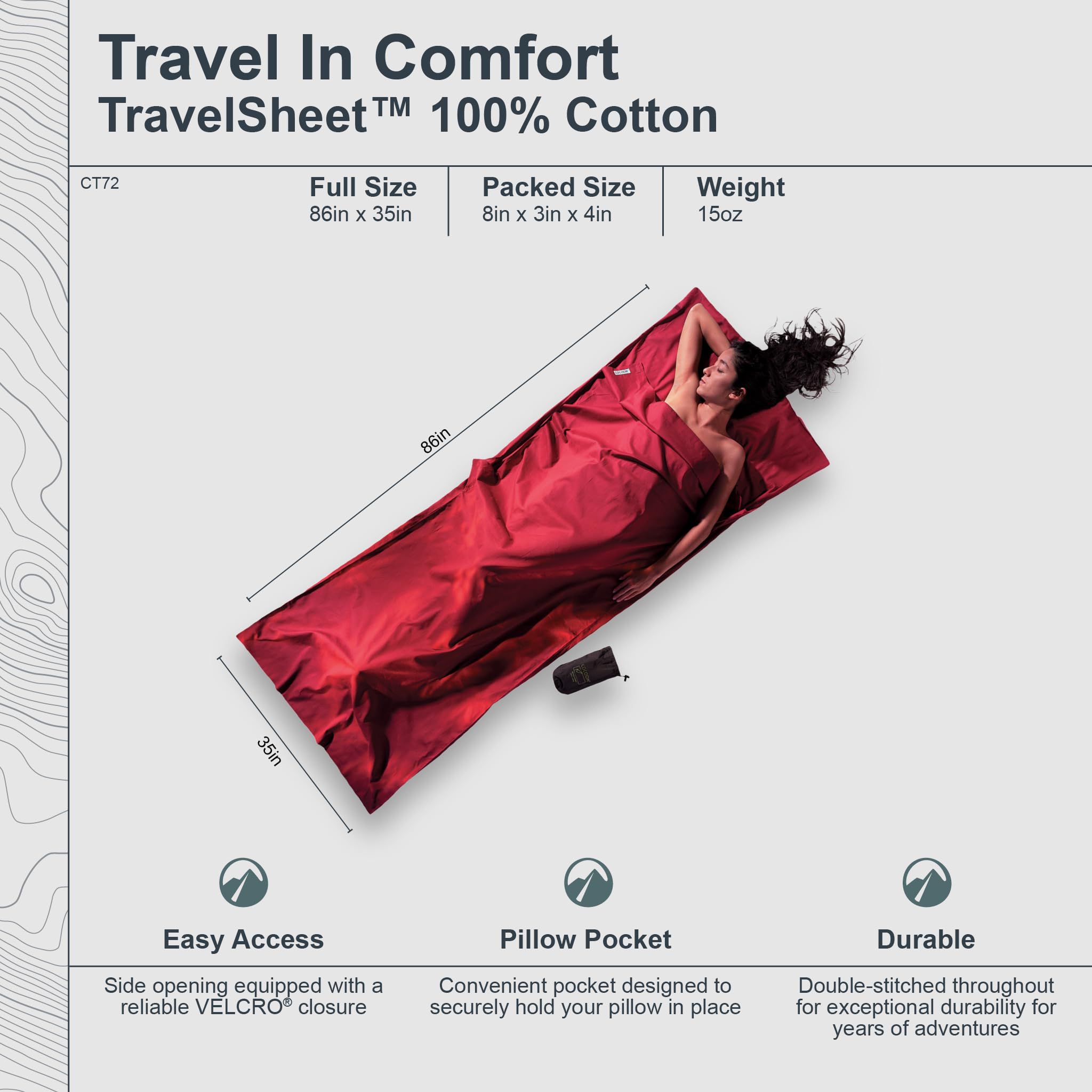 【新品未使用】COCOON Travel Sheet 218x90cm Travel Sleep Sack | COOLMAX® | COCOON