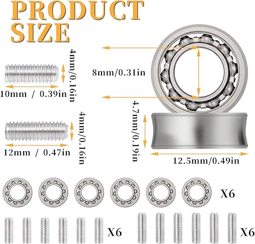 Miniatura 2 de Juego de accesorios para rodamientos de yoyo, kit de repuesto profesional de Yo Yo con 6 rodamientos pequeños que no responden y 12 tornillos de eje