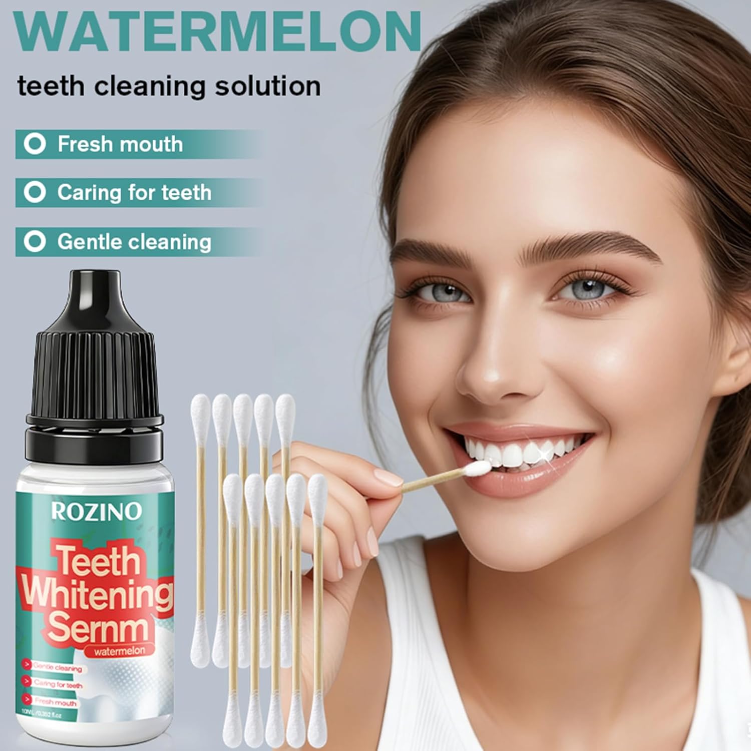 Strawberry Teeth Whitening Essence Serum 10mL – Fresh Breath & Gentle Cleaning – Liquid Dental Care Removes Plaque and Stains for a Brighter Tooth (Watermelon)