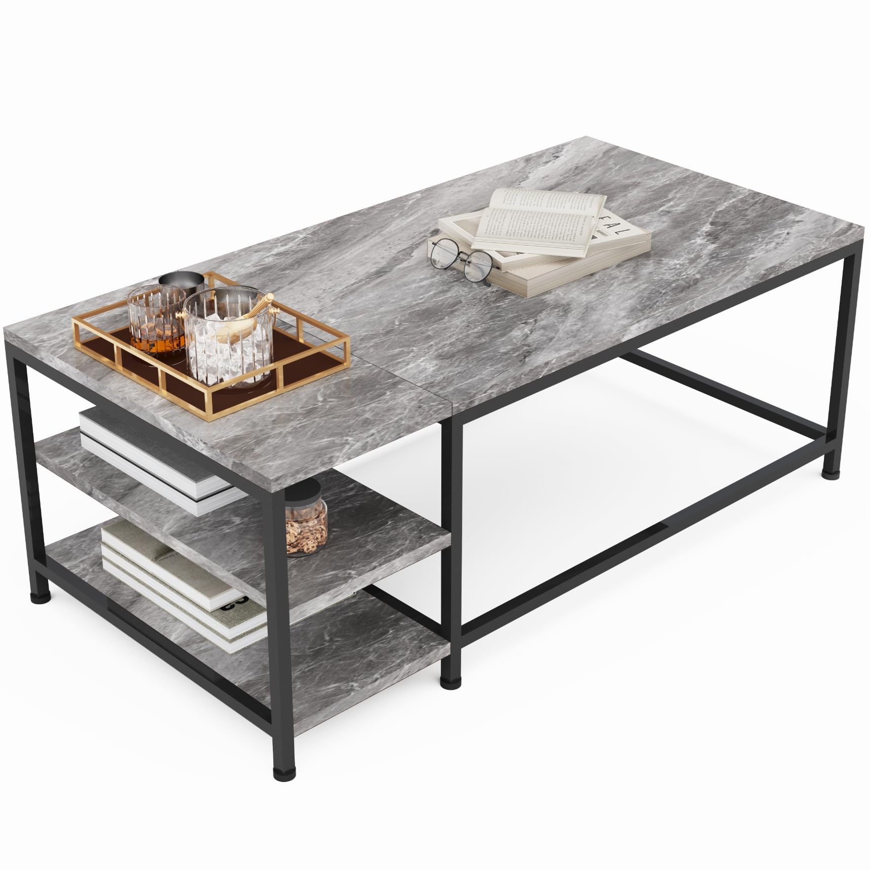 Merytes ローテーブル グレーだいりせき 105cm