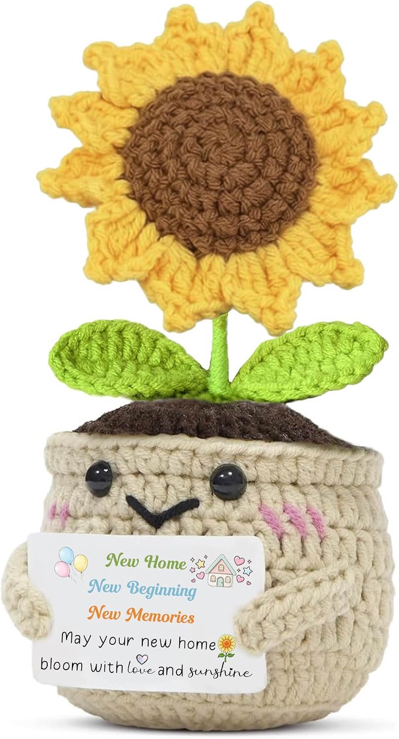 Housewarming Gifts Crochet Sunflower Women Men New Home New Beginning