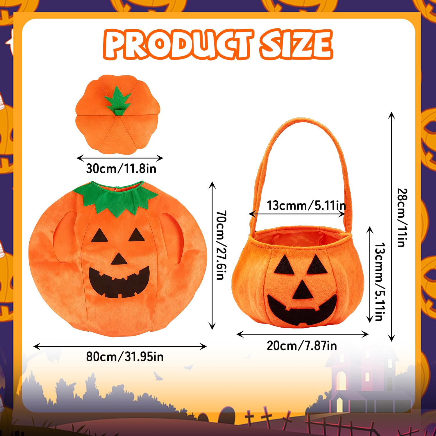RUGBOL Pumpkin Costume, Adults Halloween Costumes Pumpkin Fancy Dress Costume Hat Party Cosplay Props for Women Men - Image 2
