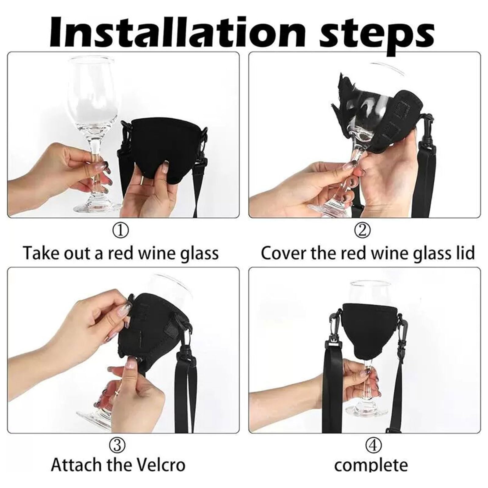 WineHolder Support de verre à vin à porter autour du cou avec tour de cou inclus Lot de 2 pièces dorées