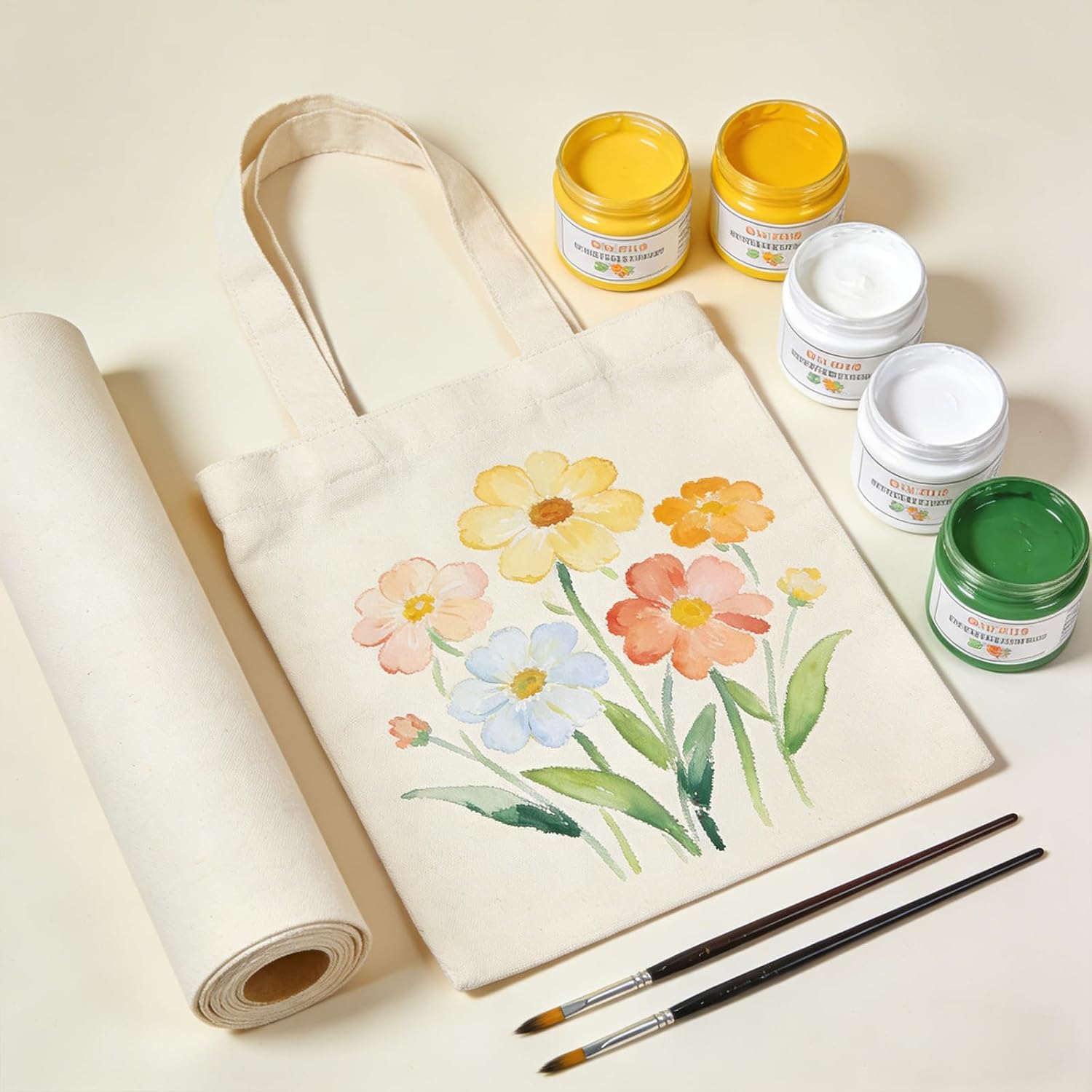 60”W 10oz Natural Canvas Fabric, Canvas Roll, 100% Cotton Painters Drop Cloth for Arts & Crafts, Backings Covers (5 Yards)