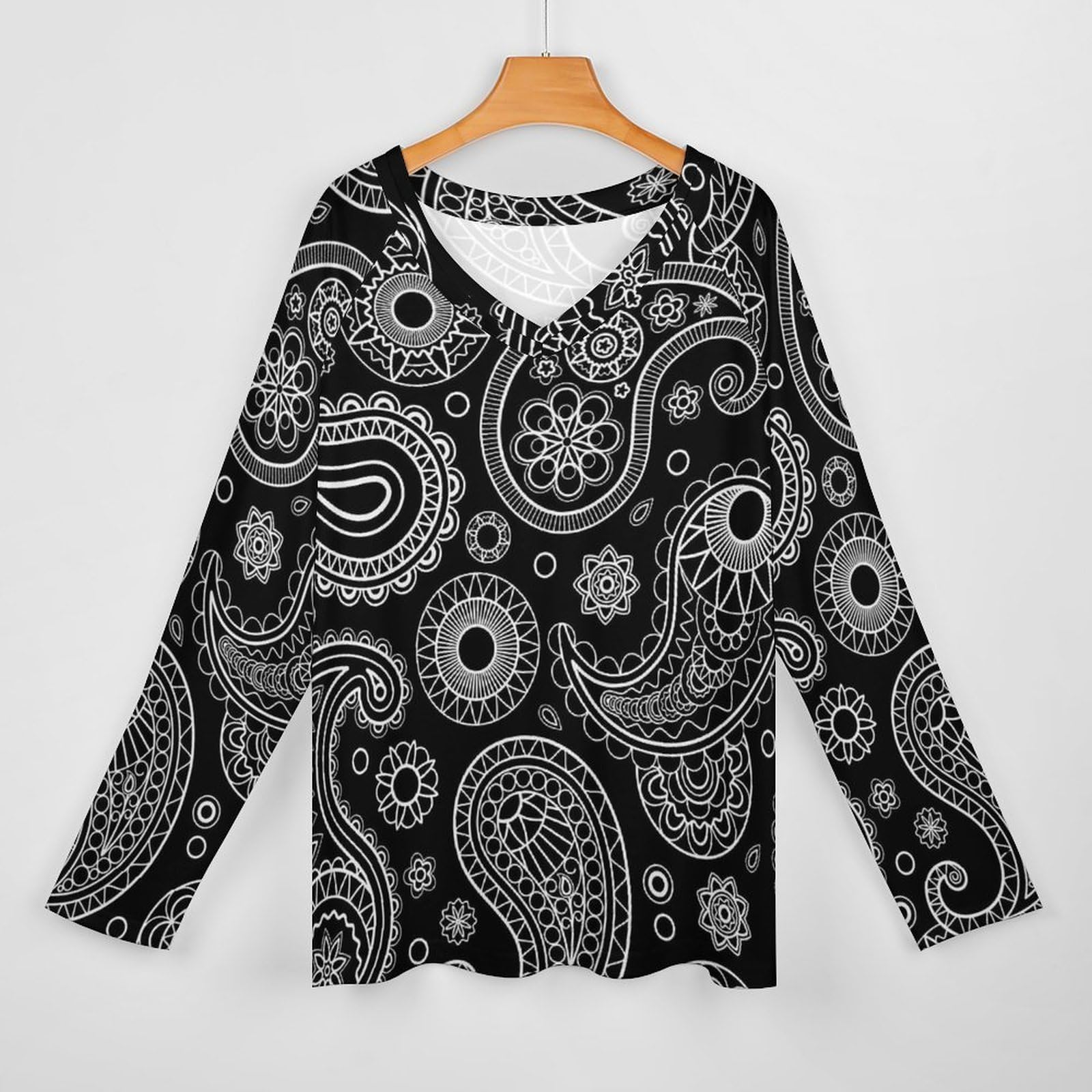 ペイズリー柄 Vネック 長袖 Amazon.co.jp: Tシャツ 長袖 レディース Vネック 花柄 ペイズリー 長袖