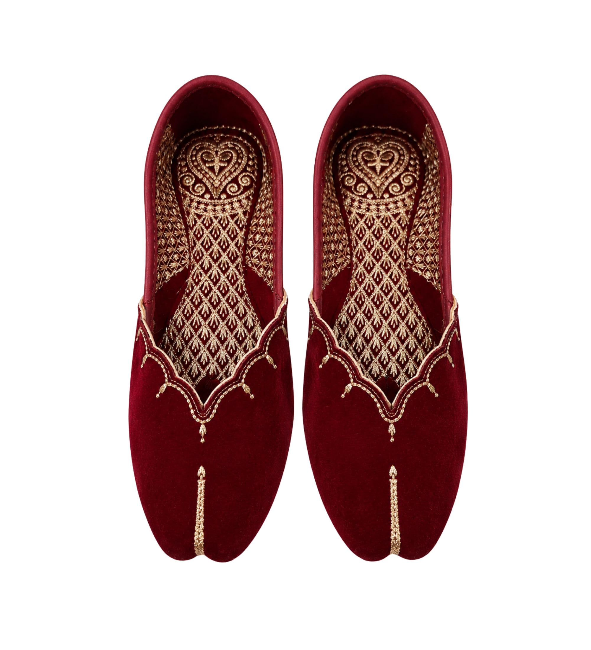 Women Rajasthani Gold Embroidered Punjabi Mojari Juti Shoe-image-26