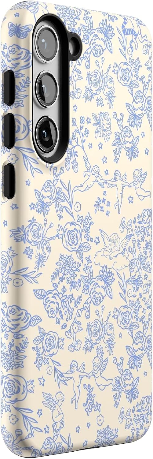 Casely Galaxy S23 Plus Case | Cupid's Canvas | Periwinkle Floral | Essential Slim Dual-Layer Protective Design