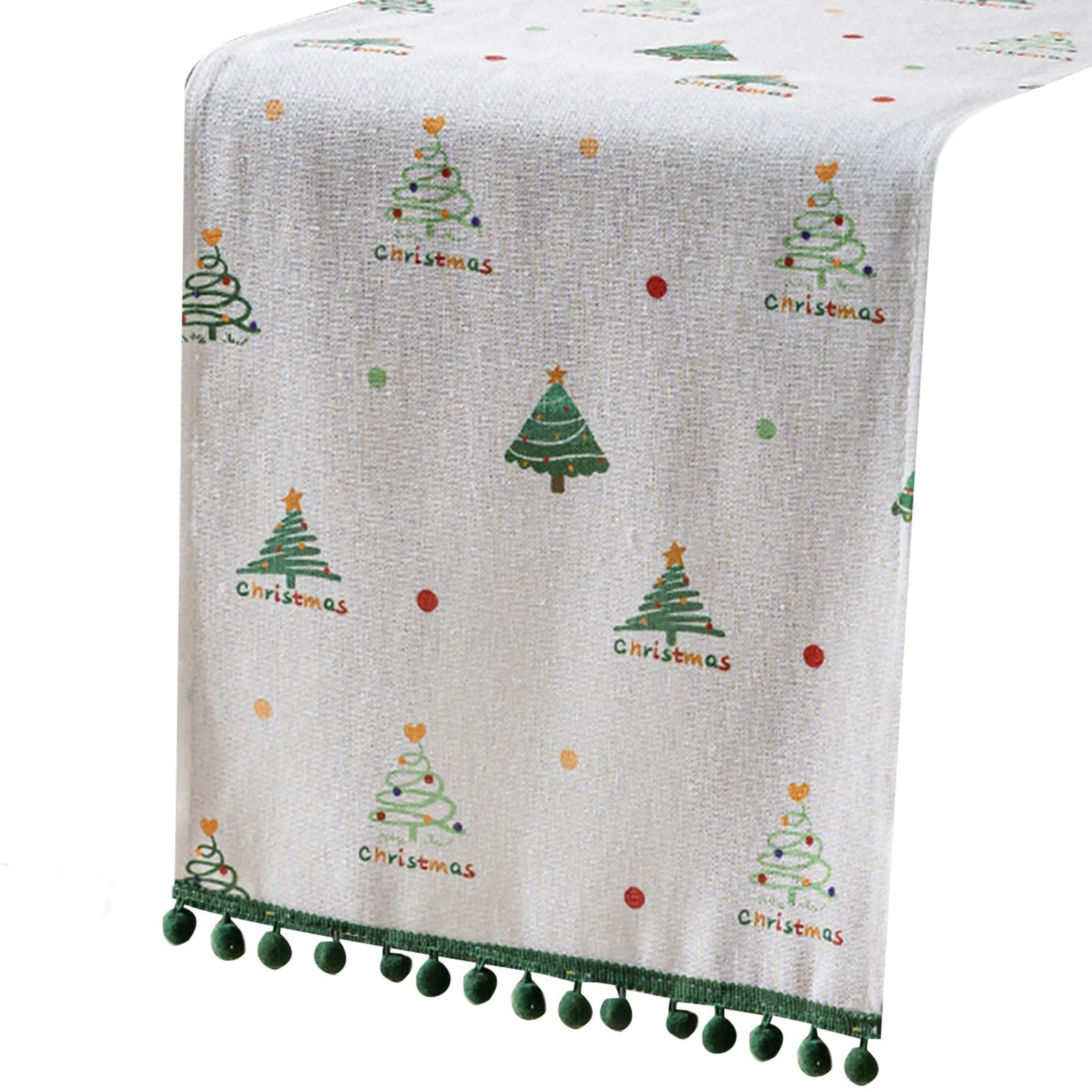 Elnwnnkc Holiday Tablecloth Christmas Print Polyester Materials Easy Maintenance Multiple Size Home Accent Easy Cleaning Christmas Table Overlays