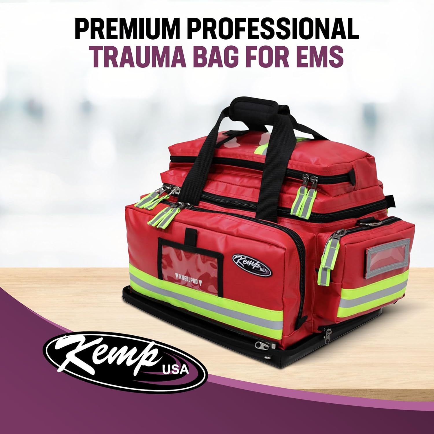Kemp USA Premium Professional Trauma Bag for Emergency Medical Services (EMS), Fluid-Resistant Tarpaulin Construction