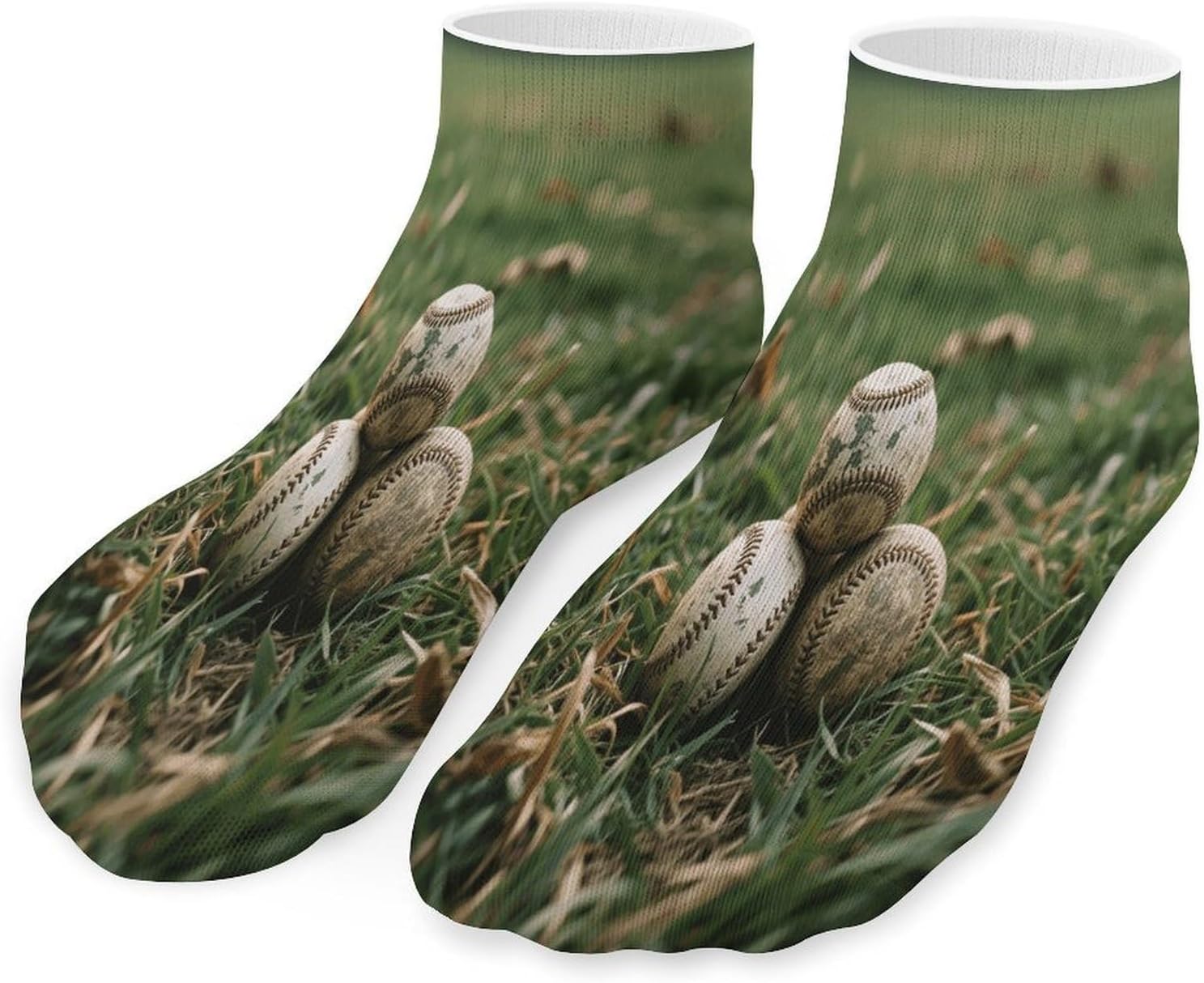 Socks for Men Women 5 Pairs Short Ankle Socks | Old Baseballs Low Cut Casual Crew Sock Cute Breathable Athletic Socks Non Slip No Show Sock