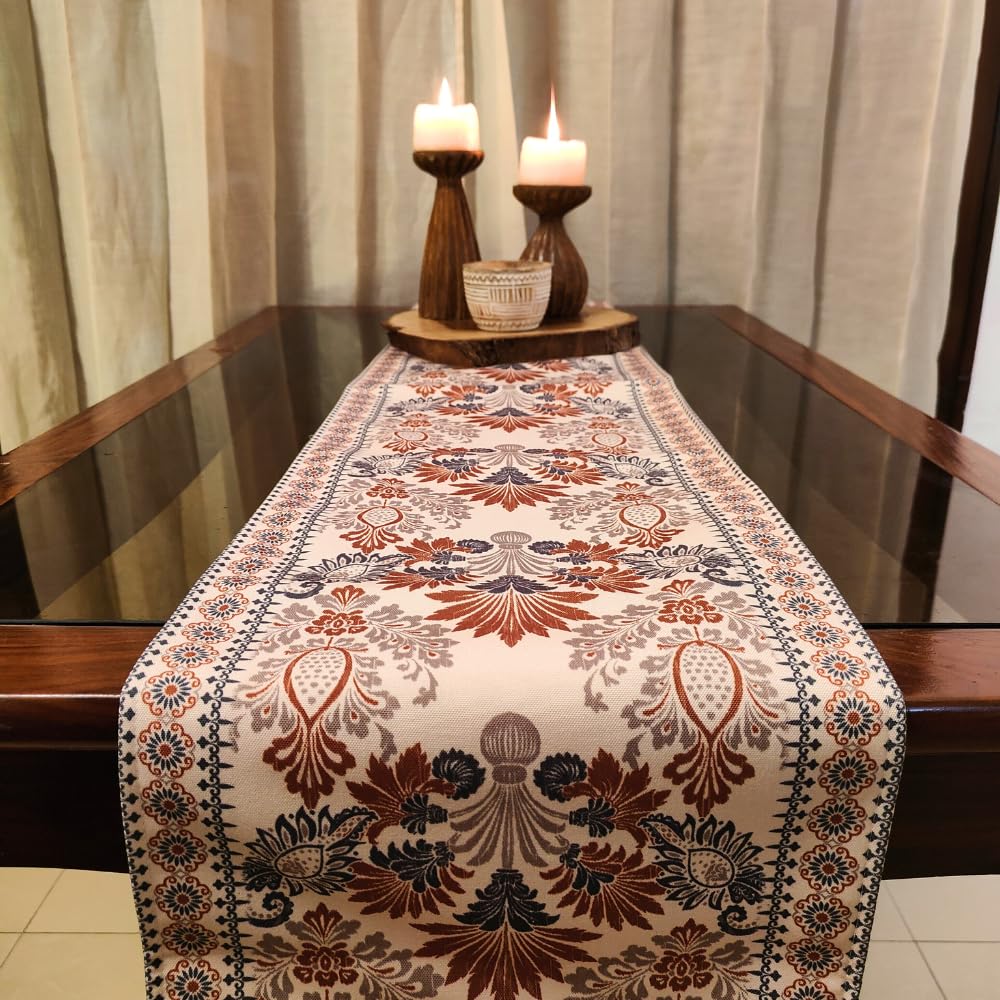 Akira Furnishings, 4/6 Seater Dining Table Runner, Poly Canvas, Modern and Floral, 12X72 Inches, Dining Table Runner-image-8