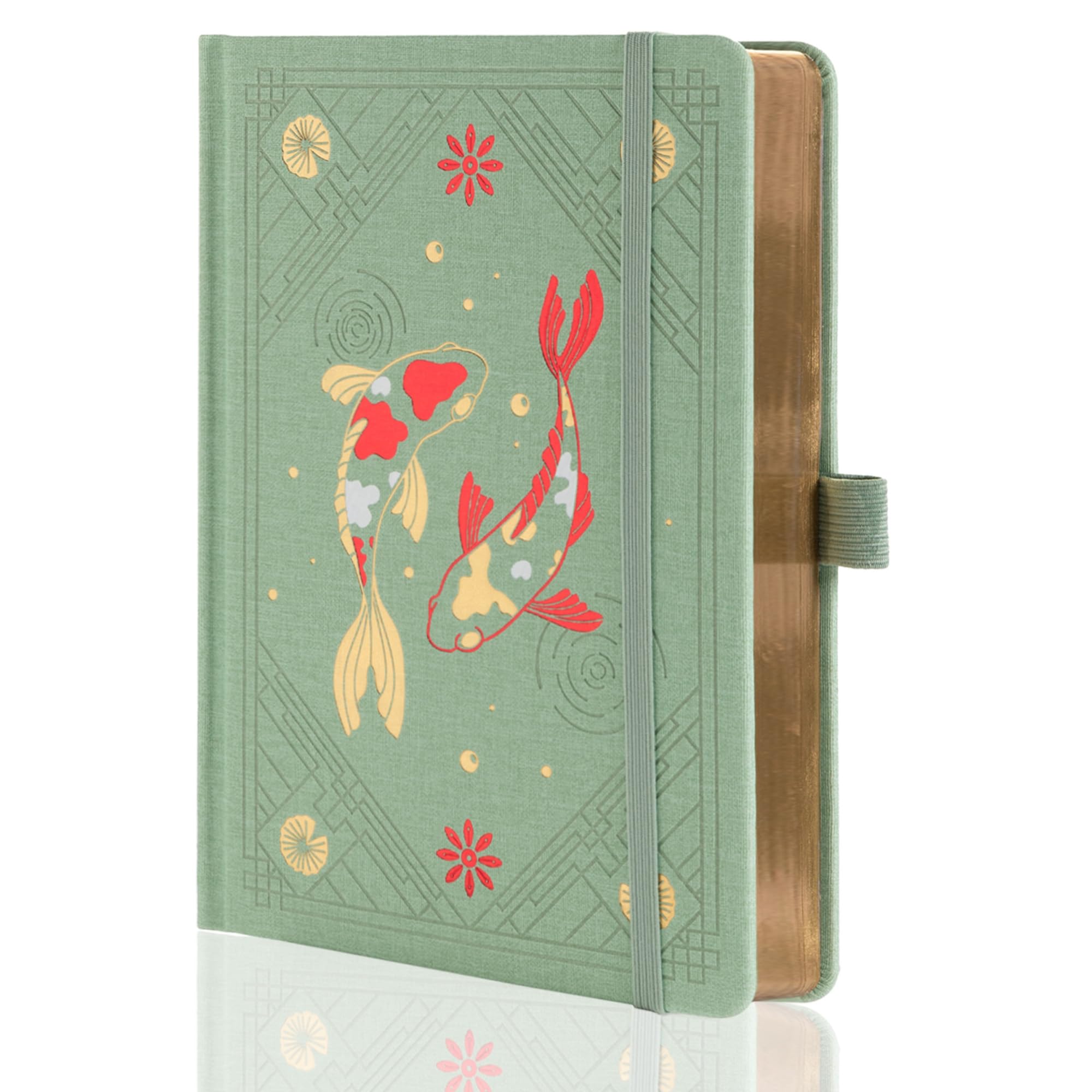 TIEFOSSI Dotted Journal Notebook, Aesthetic journal for Women & Men with Koi Fish Cover, A5 Hardcover Notebook with Ribbon, Dot Journals for Writing, Drawing, Planning, 190 Numbered Pages
