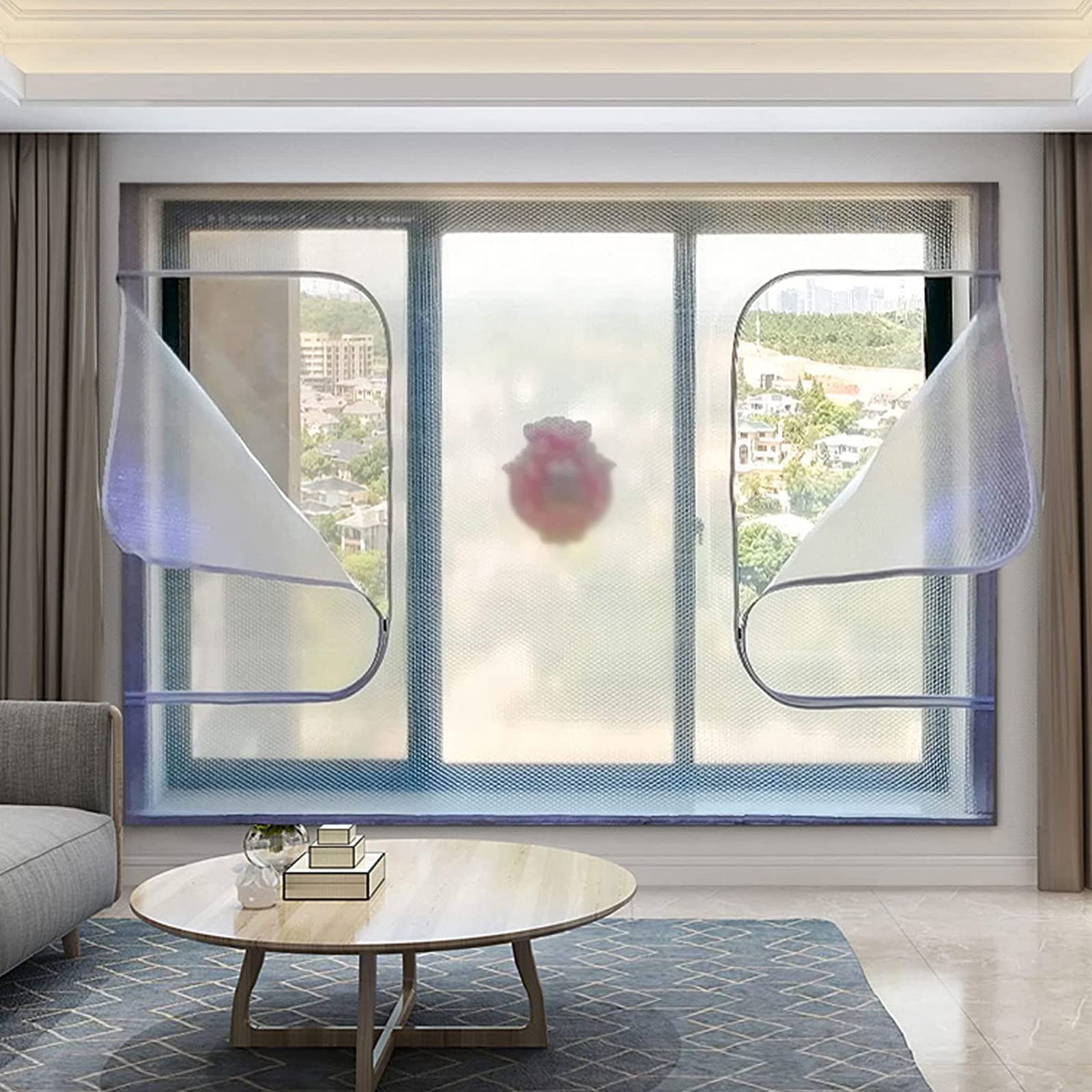 Isolatieset voor Ramen,Winddicht,Waterdicht Raamisolatiefolie,Raamafdekking van Kunststof,Herbruikbaar,Bescherming tegen kou en warmte,met Klittenband, Aanpasbaar,Breedte x Hoogte (200cm x 220cm