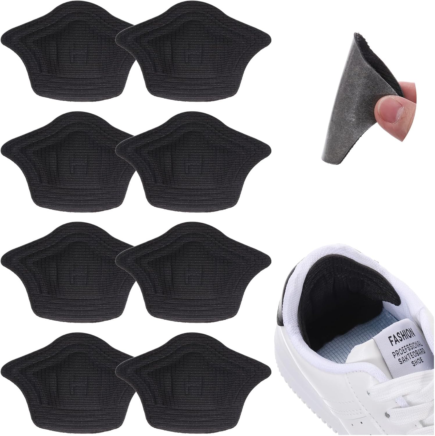 PATIKIL Sponge Heel Pads, 4 Pairs Heel Protectors Anti Slip Heel Grips Liner Cushions Comfort Shoe Heel Inserts for Loose Shoes Men Women Too Big, Black Thick