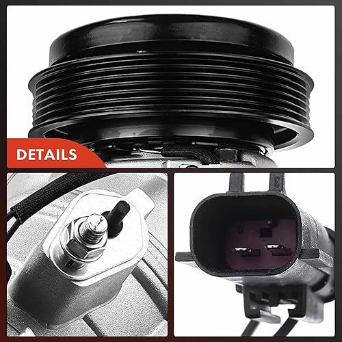 Miniatura 7 de A-Premium Compresor de aire acondicionado con embrague compatible con Chrysler Aspen, Dodge Durango, Jeep Commander, Volkswagen Touareg