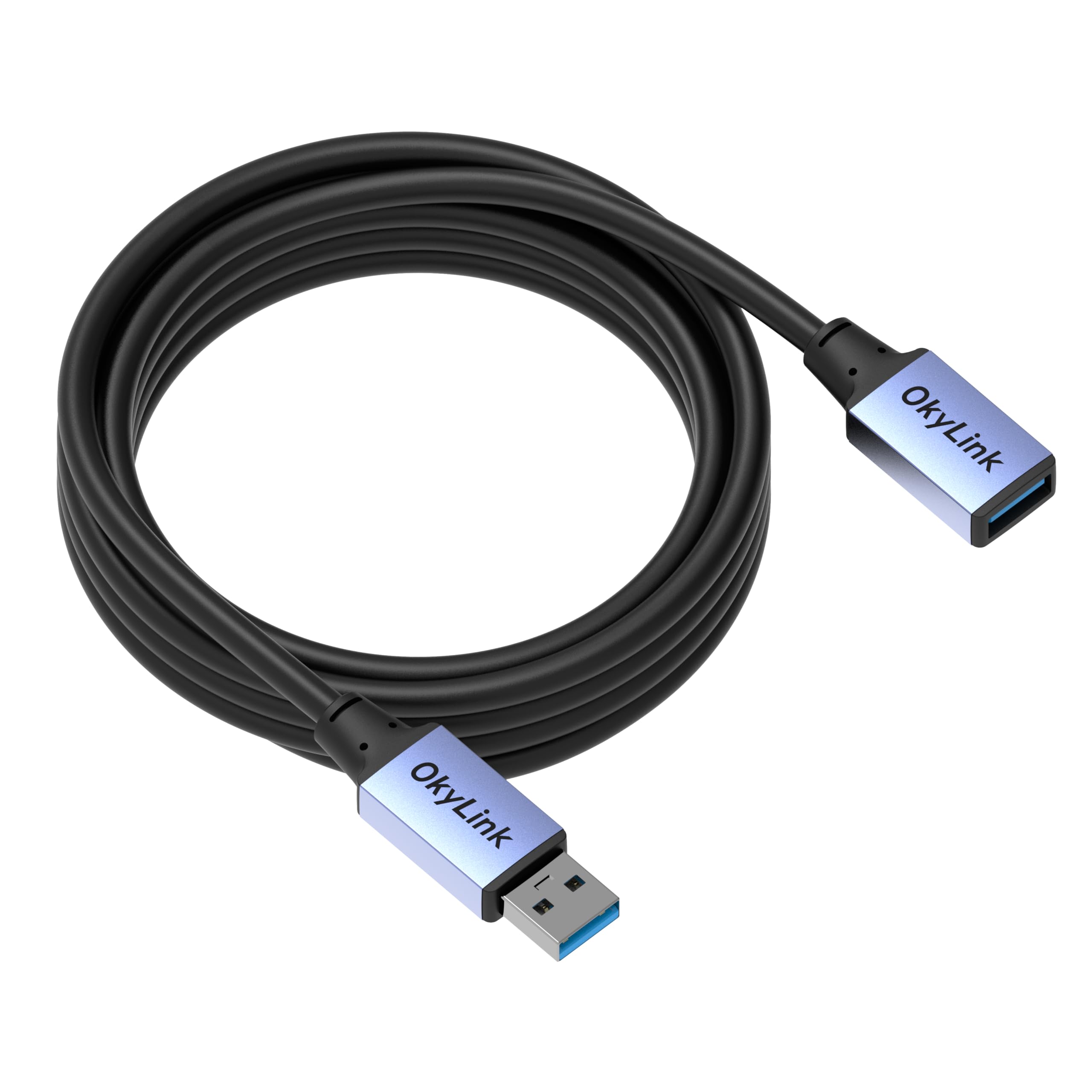 OkyLink USB 3.0/3.2 Gen 1 Verlängerungskabel USB-A auf USB-A, Stecker auf Buchse, 5Gbps, 3m | 3 m, mit Aluminiumgehäuse, Plug-and-Play, für Festplatte, SSD, Drucker, PC