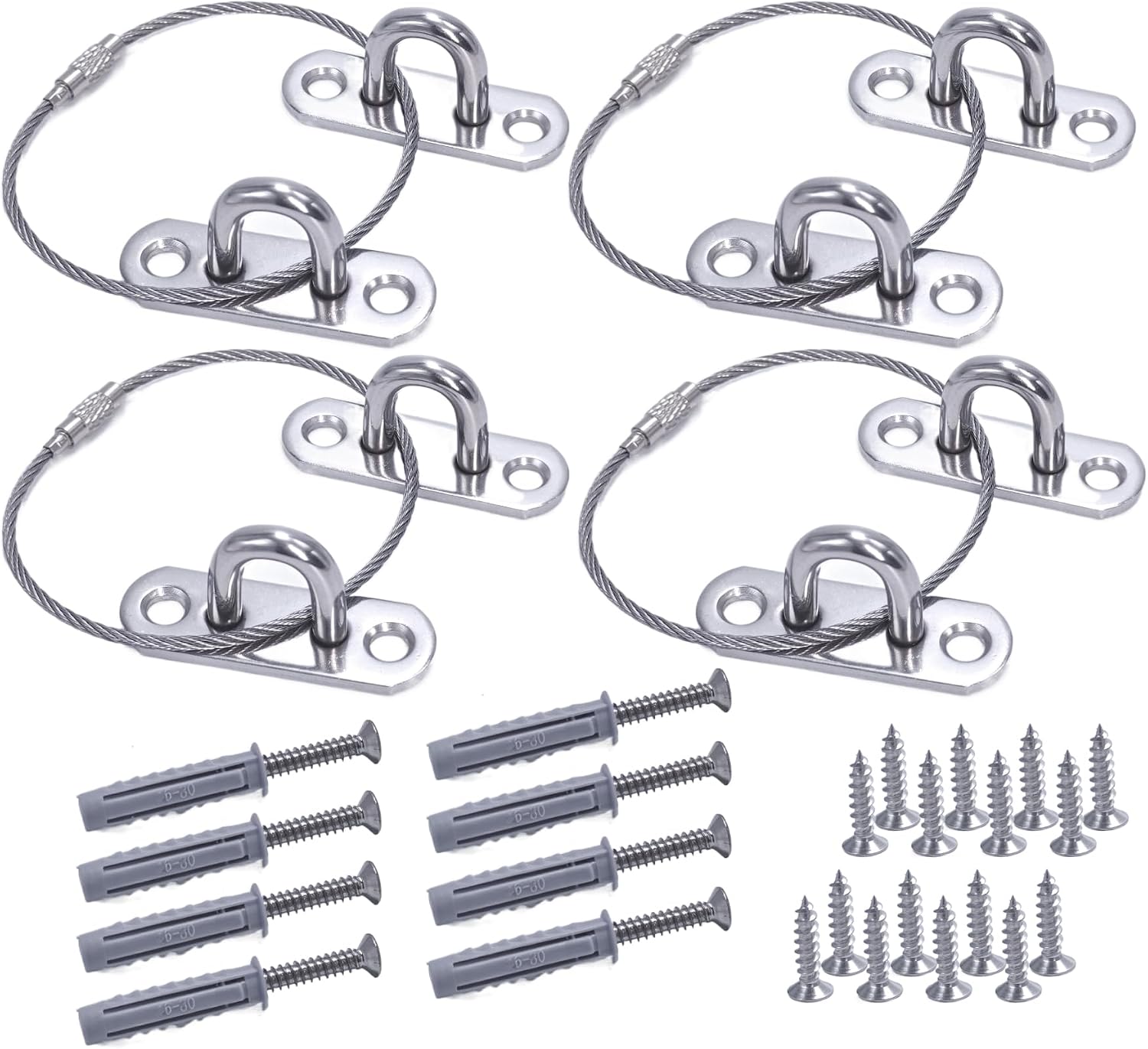 Furniture Anchors for Baby Proofing Heavy Duty Anti Tip Kit Wall Anchors for Furniture to Prevent Tip-Over 400lbs Stainless Steel Straps for Dresser TV Stand, Bookcase Child Safety (Silver, 4 pack)