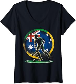 Womens Field Hockey Men Australian Flag Australia V-Neck T-Shirt