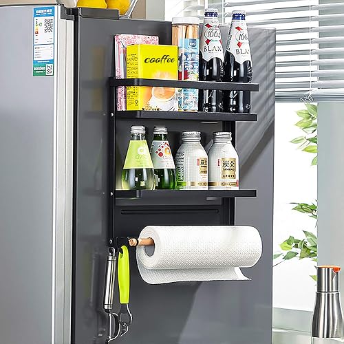 SaiXuan mensola da appendere al frigo in acciaio inossidabile, scaffale portaspezie magnetico per frigorifero