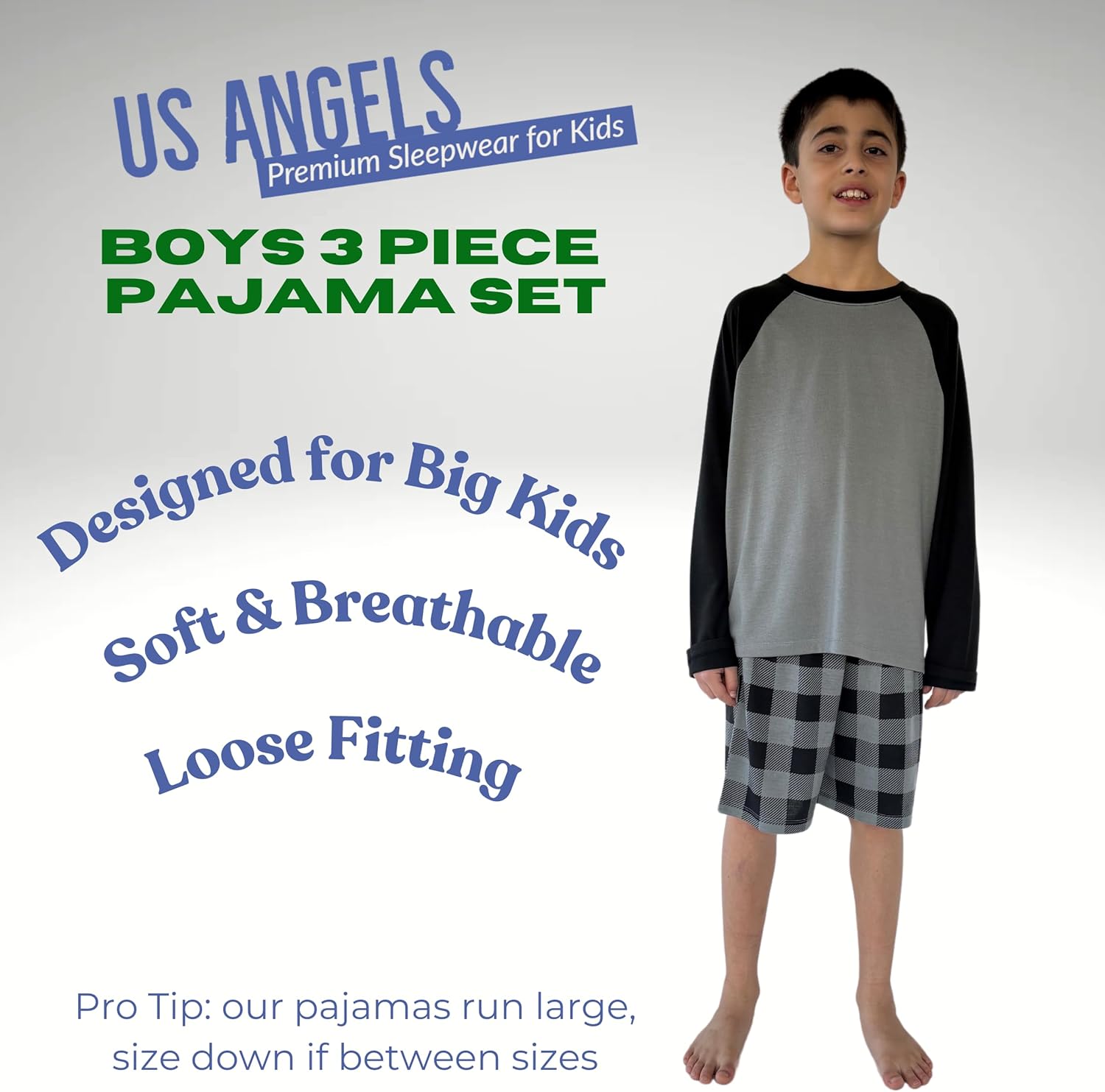 Boys Pajamas Set, 3-Piece Boys’ Sleepwear Pjs, Loose Fit, Soft, Breathable,... - Picture 40 of 71