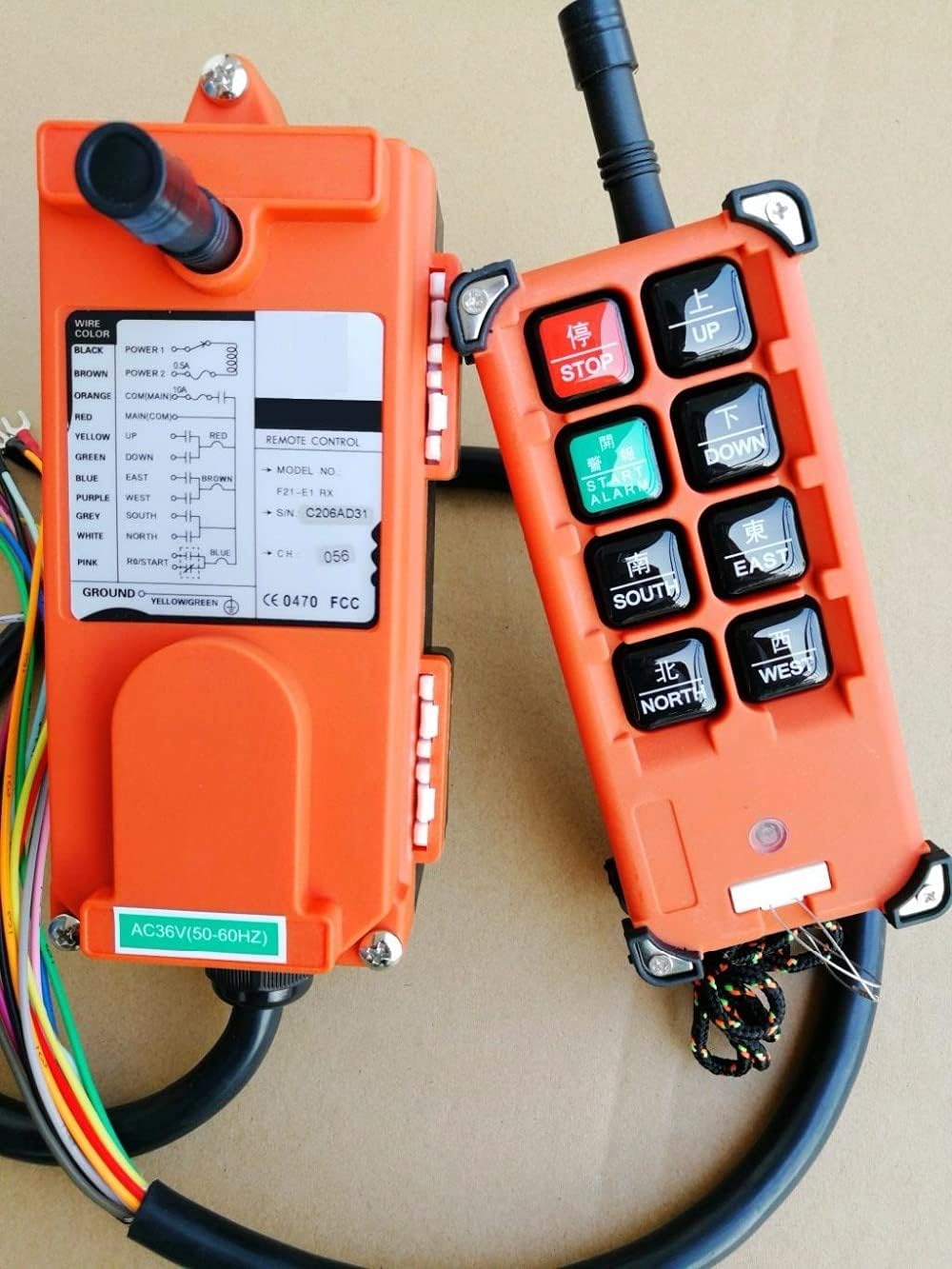 F21-E1B 220V 1PC transmitter 1PC receiver Motor control button Hoist crane remote control wireless radio Uting