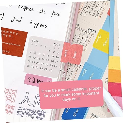 Miniatura 7 de BESTOYARD 20 hojas de calcomanías de calendario de bricolaje 2023 mensual DIY índice de etiqueta de planificación, pestañas de índice índice índice