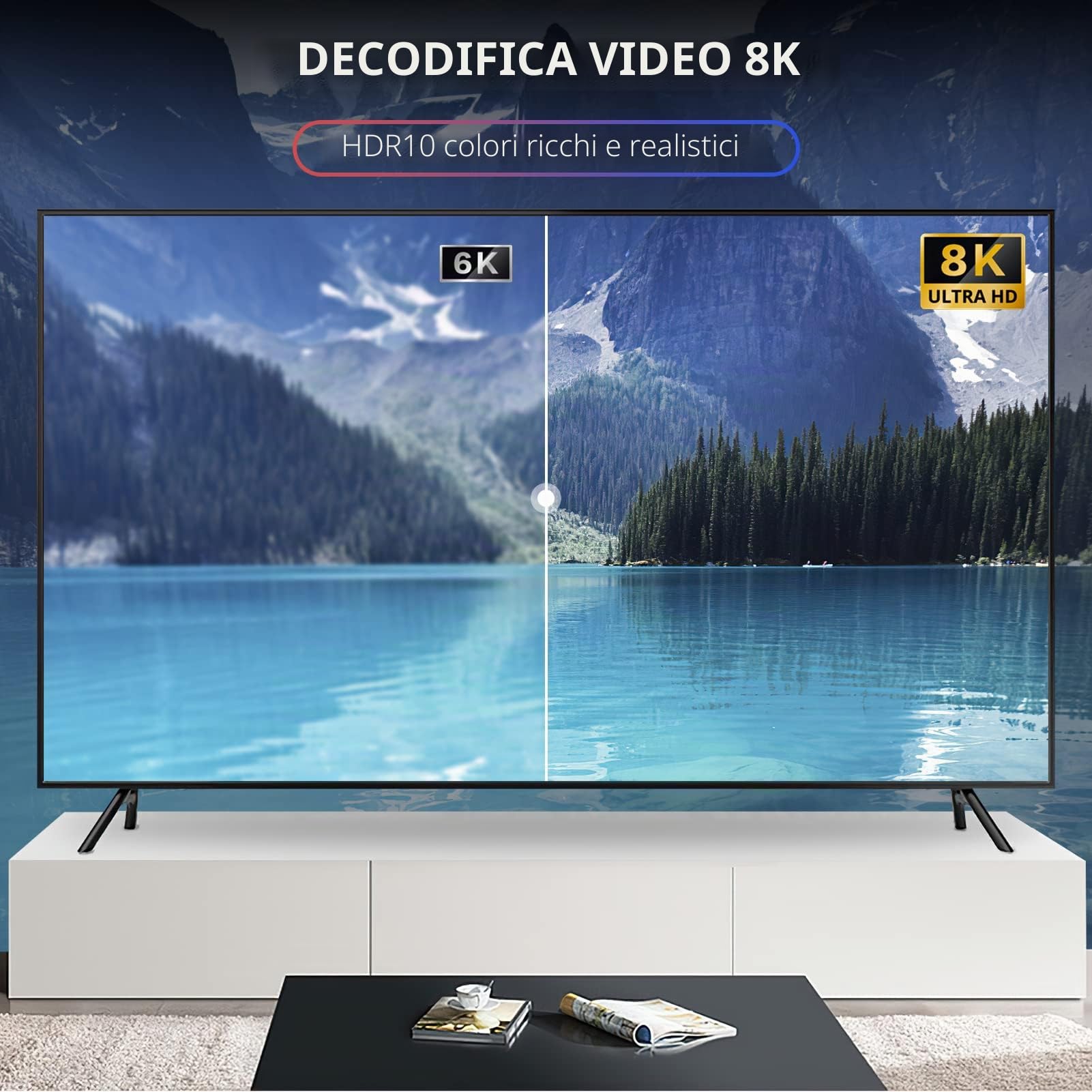 Android TV Box, Android 13.0 Box 4GB RAM 32GB ROM RK3528 Quad-Core Cortex-A53 GPU Mali-450 Supporto 8K 10/100M LAN Enternet 2.4G/5G Dual-Band WiFi 6 BT 5.0 USB 2.0/3.0