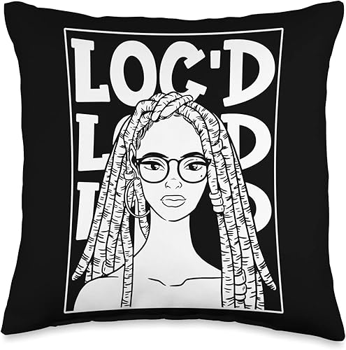 Miniatura 1 de Locs Afro Dreadlocks Love Natural Beauty Hair Its the Locs for Me-Afro Hair Black American African Girl Throw Pillow 16x16 Multicolor