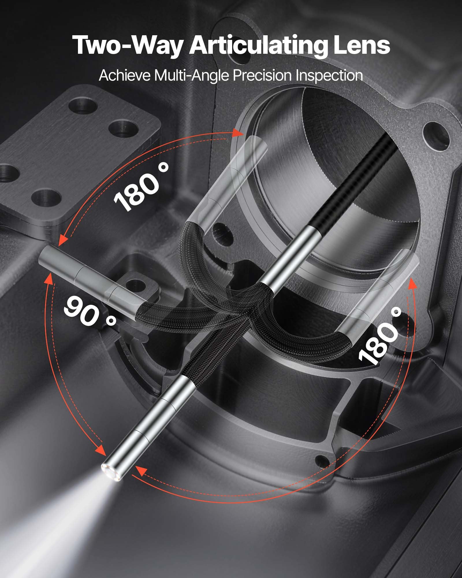 VEVOR Caméra Endoscopique 180° 2 Voies Endoscope avec Sonde 3,9 mm Caméra Inspection pour Canalisation Automobile avec Éclairage, Écran IPS HD 5 pouces, Câble Serpent Flexible 1,5 m, Zoom 8x, 5000 mAh