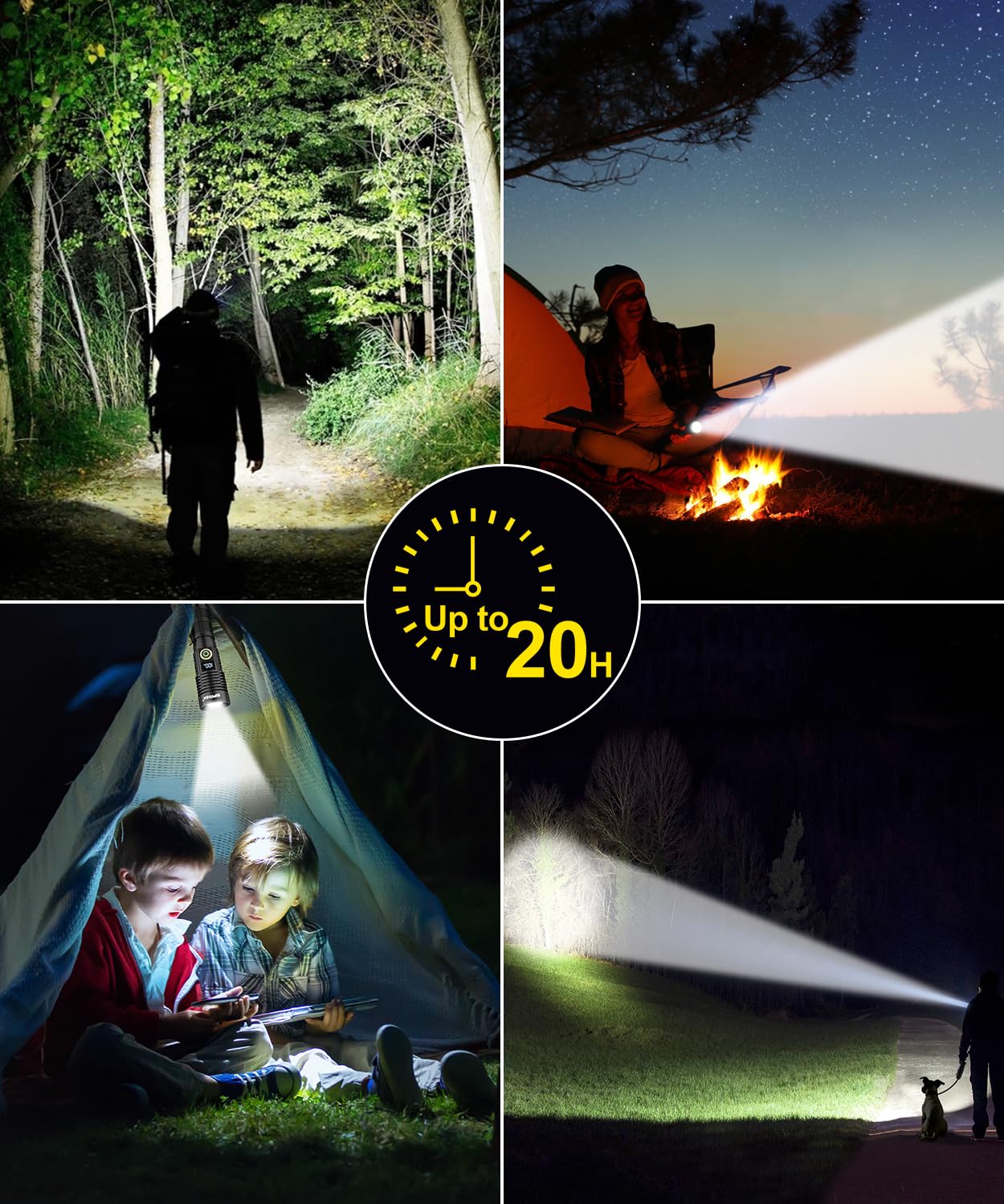 Linterna recargable de alto lúmenes, 12000 lm, luz magnética superbrillante con pantalla digital de potencia, alcance de 3280 pies, regulable, impermeable, linternas LED de bolsillo para camping de