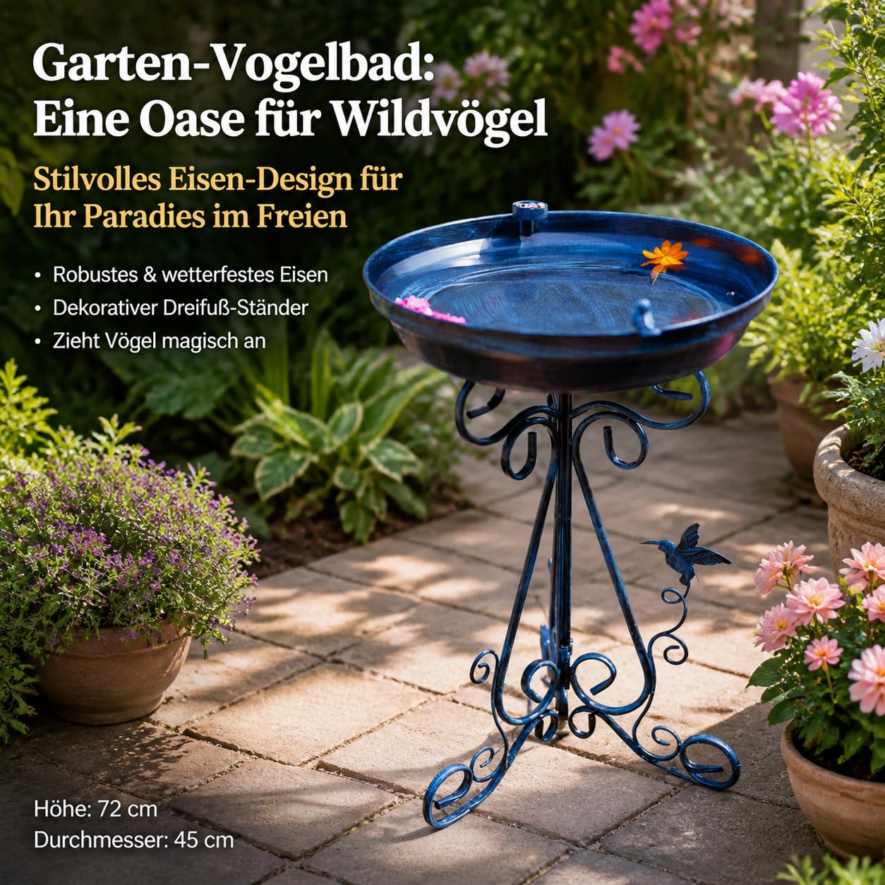 Metall Vogelbad Eisen Vogeltränke Metall Schale Klassische Struktur Strapazierfähiges Material für Garten Balkon Terrasse Outdoor