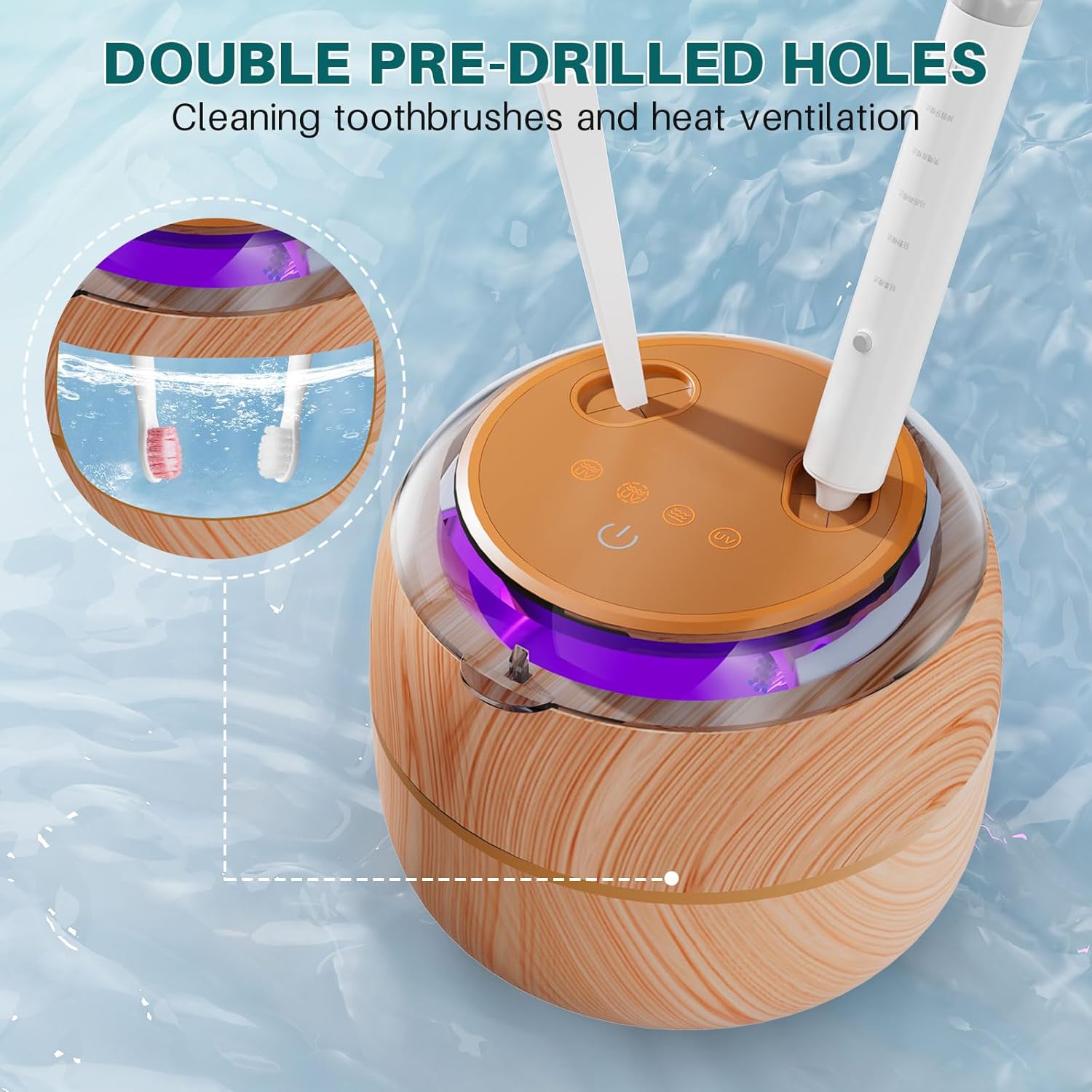 Voraiya Ultrasonic Retainer Cleaner Machine, 360° UV Cleaning Denture Pod, 45kHz Ultrasonic Dental Cleaner Mouth Guard Cleaner for Aligner, Night Guard, Braces, Toothbrush, Jewelry, Ring - Image 3