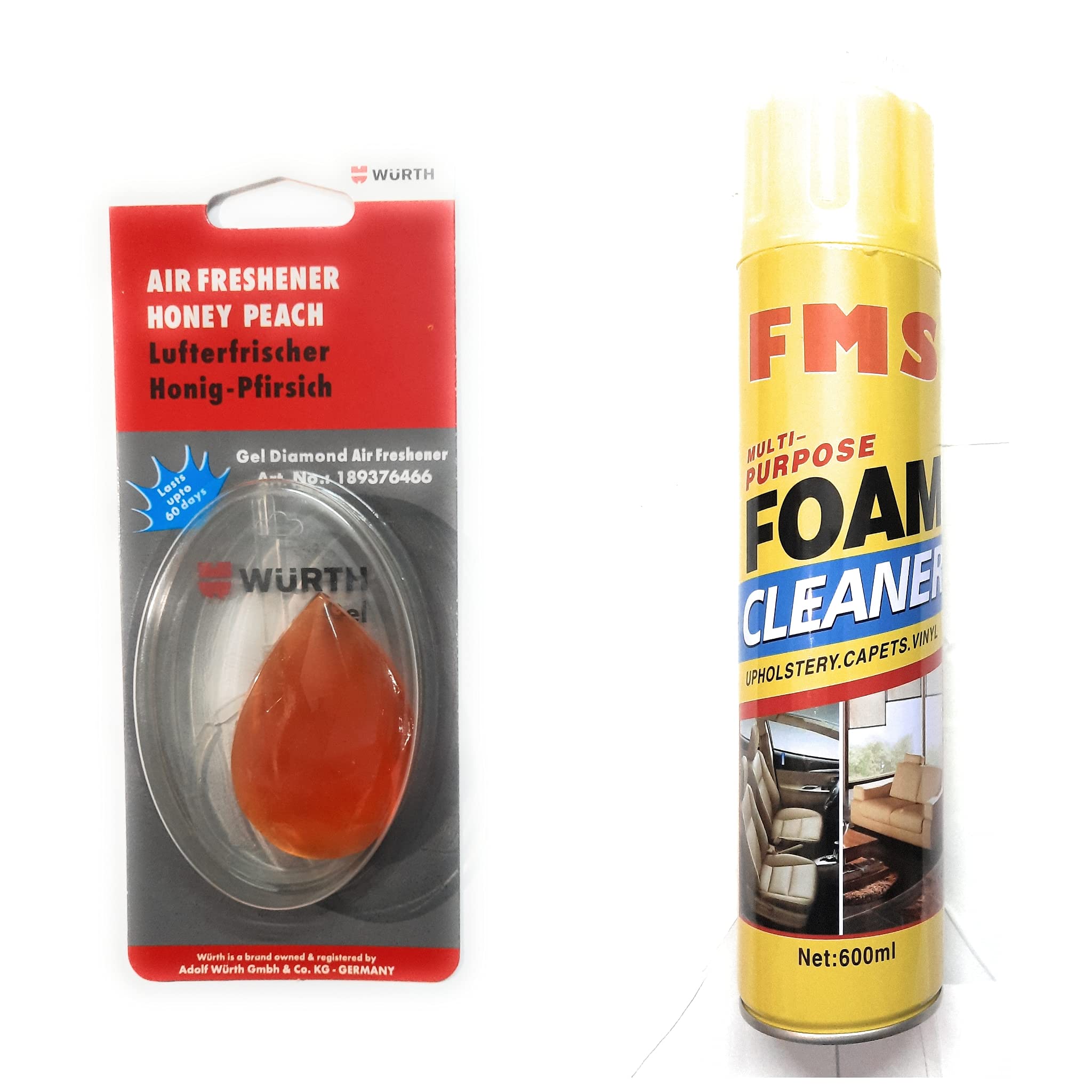 Luvik Multipurpose Foam based Carpet cleaner,Upholstery,Vinyl cleaner 600ml + Car hanging gel air freshner