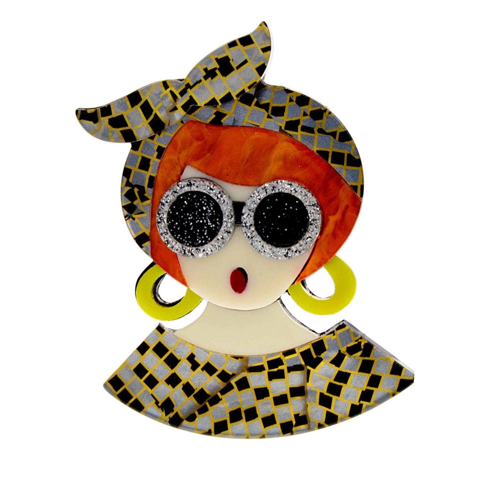 Lucky Angel Women's Pink Acrylic Lady Figure Brooch For Cute Cartoon Backpack Badges Lapel Pins Brooches Jewelry