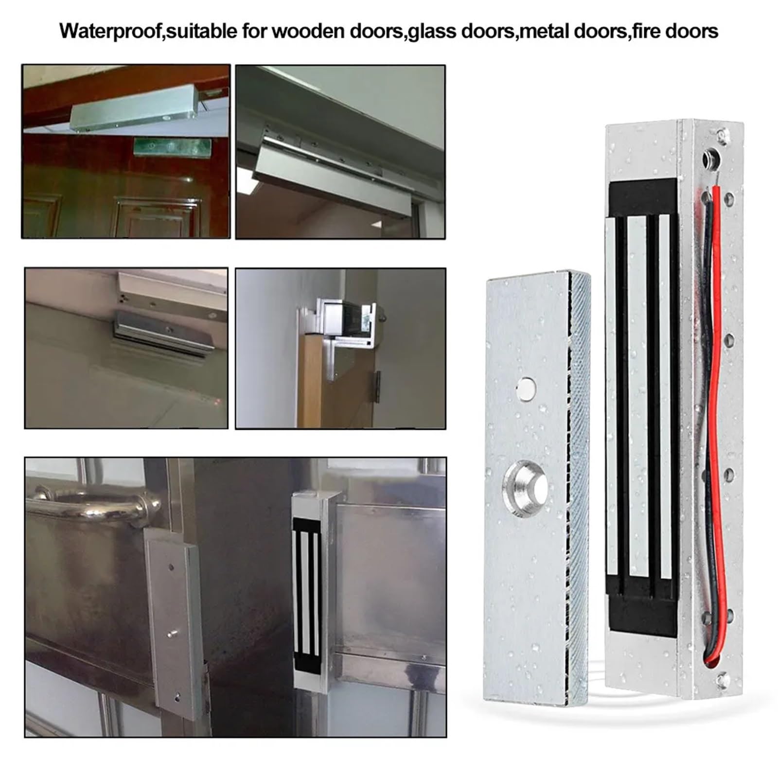 Cerraduras electromagnéticas de 12V, Cerradura magnética eléctrica de 180KG/350lbs, Soporte ZL U for electrónico de Control de Acceso de Puerta a Prueba de Agua(Lock with U Bracket)