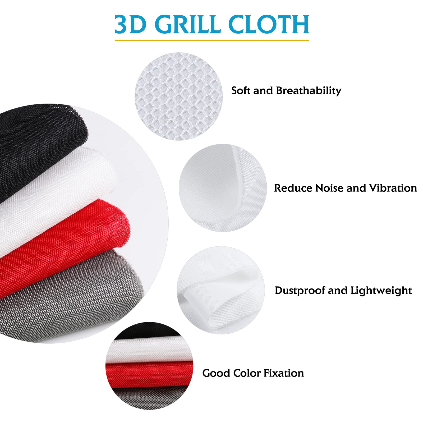 Speaker Grill Cloth,Acoustic Fabric,3D Speaker Fabric Repair for Speaker,Home/Stage Speakers,Audio Panels,Speaker Cloth (18inchx54inch, White)