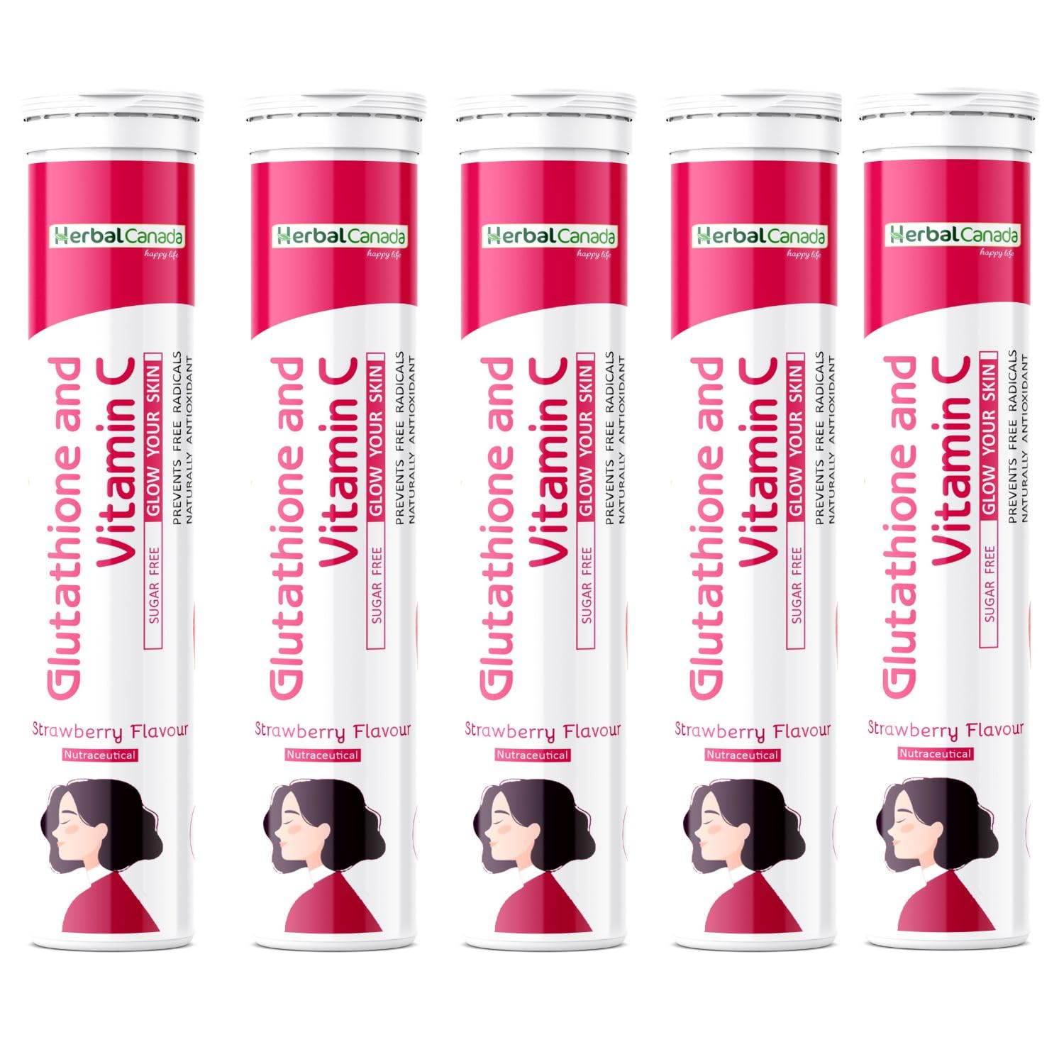 4000 mg glutathione Herbal Canada Glutathione & Vitamin C Effervescent Tablets | 4000mg for  Glowing Skin, Detox, Immune Support & Energy | Sugar-Free Strawberry Flavor