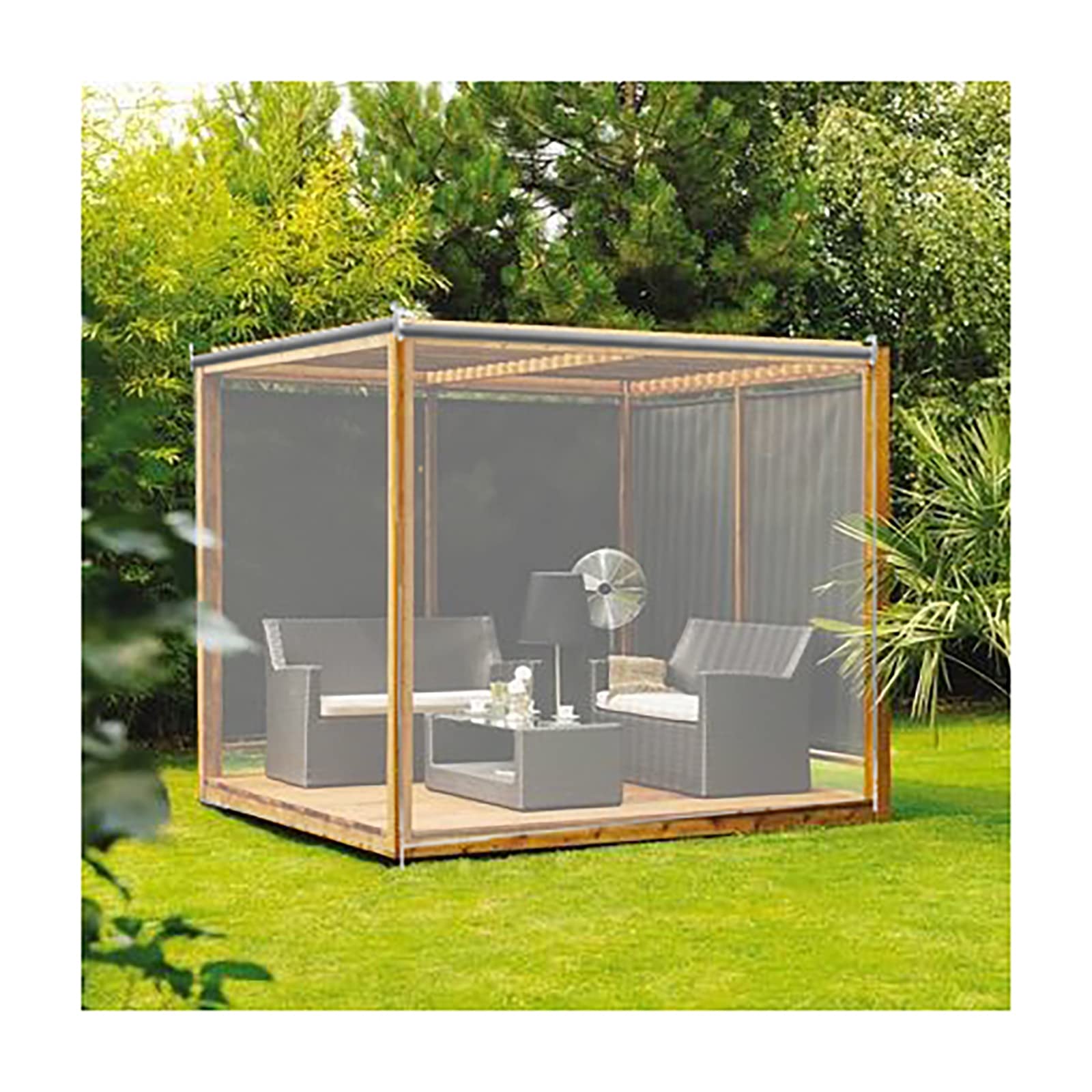 QWEASDF 屋外ガゼボクリアローラーブラインド、透明窓ローラーシェード、防水クリアロールアップブラインド、防雨、防風、庭、パティオ、ドア、パーゴラ、付属品付き,150x220cm/59x86.6in