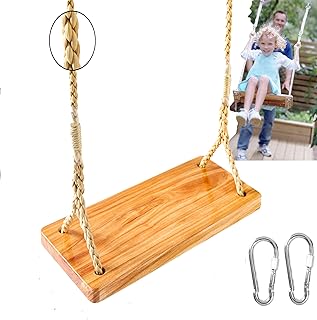 Rope Tree Swing Wooden Swing Outdoor Indoor Wooden Swing seat 17.7IN*8IN Adult Tree Swing seat Old Traditional Tree Swing Old Fashion Swing Heavy Duty Swing Swing Wood seat