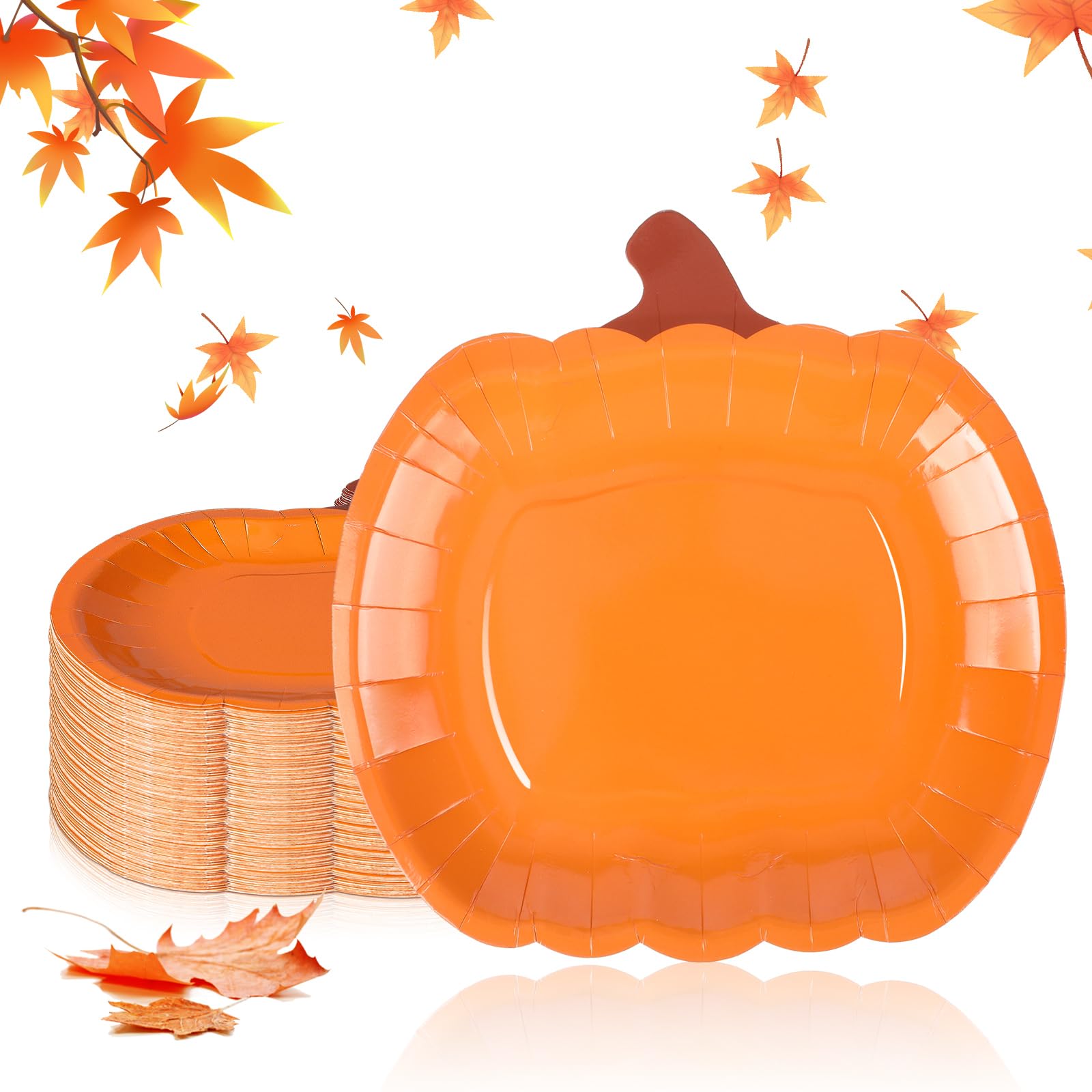 Assiettes en carton citrouille Halloween de 22,9 cm de couleur orange