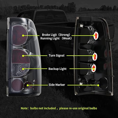 Miniatura 6 de TUZILLA Luces traseras para Chevy Silverado 1999-2006 1500 2500 01-06 Silverado 3500 y 2007 Silverado con carrocería clásica 99-07 GMC Sierra 1500 y