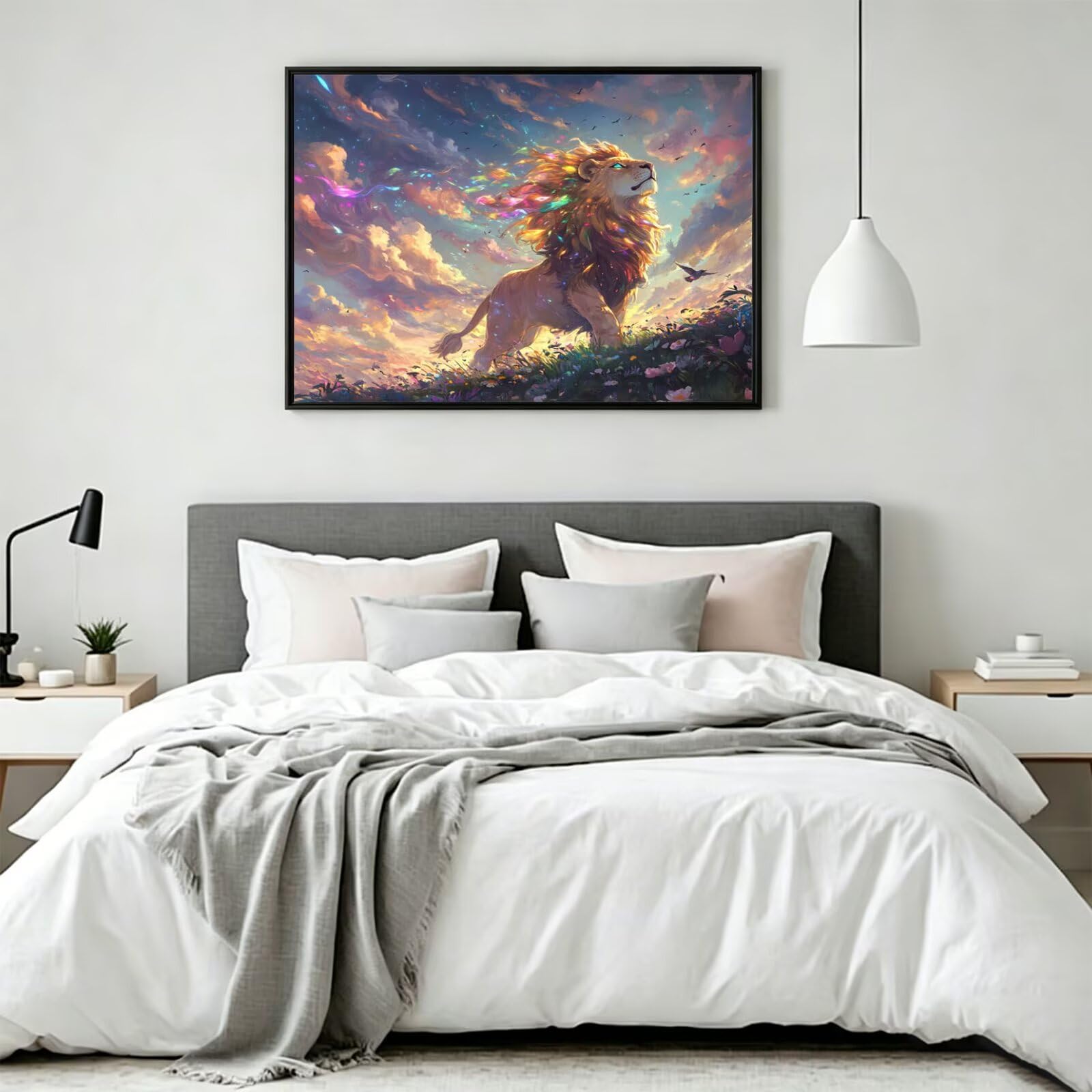 Pintar por Numeros León Pinturas Acrilicas Fantástico Pintura por Numeros Lienzos para Pintar, Pintura Acrilica Manualidades, Decoración para Hogar, Regalos Cumpleaños, 90x120cm Sin Marco, q-794