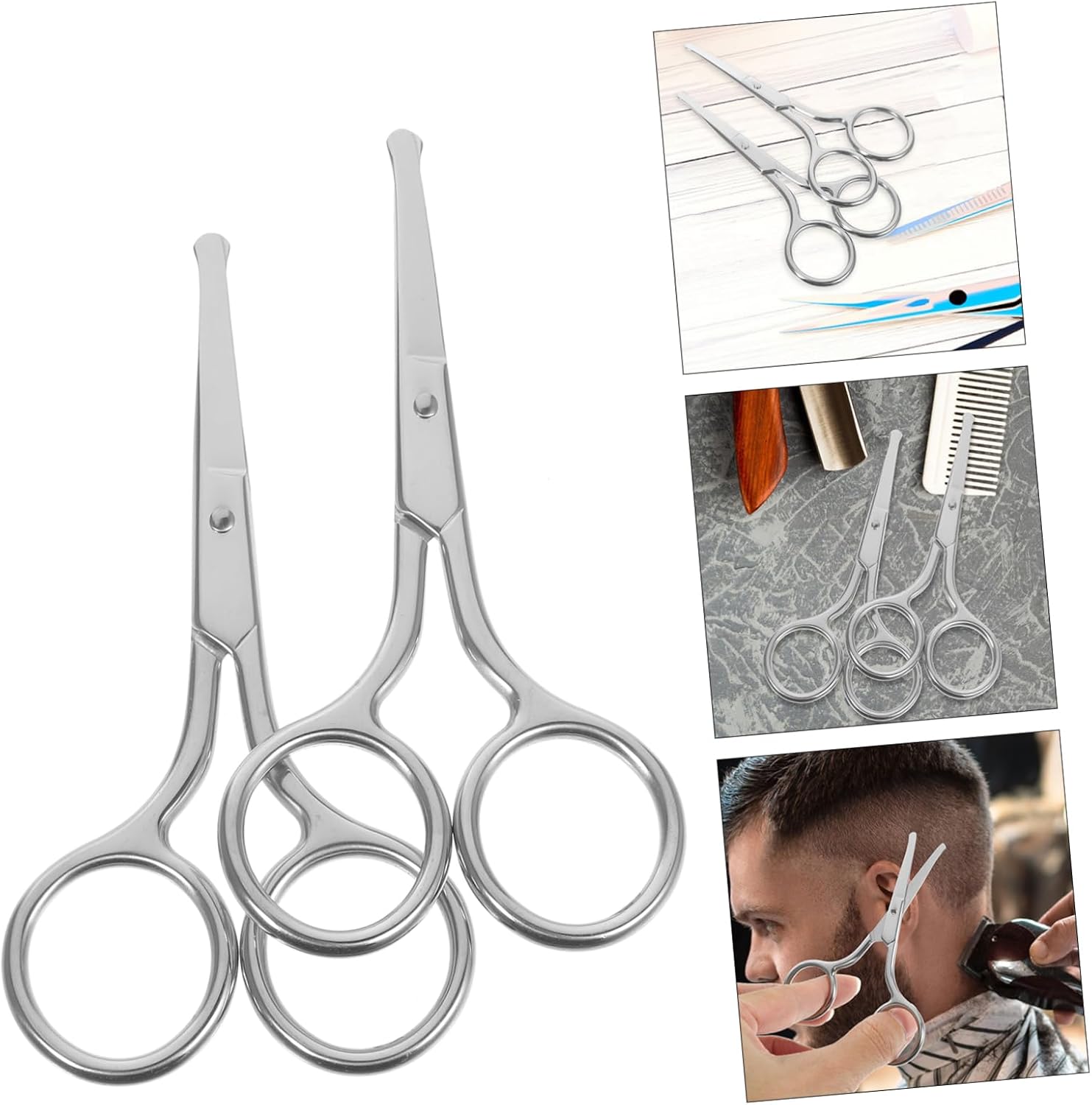 2Pcs Stainless Steel Eyebrow Scissors Nose Hair Grooming Tools Round Head Precision Facial Grooming Scissors for Safe Eyebrow Trimming and Nose Hair Removal