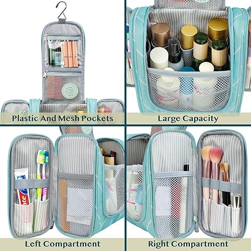 Miniatura 6 de PAVILIA Neceser de viaje para mujeres y hombres, organizador de cosméticos colgante, bolsa de maquillaje resistente al agua para accesorios