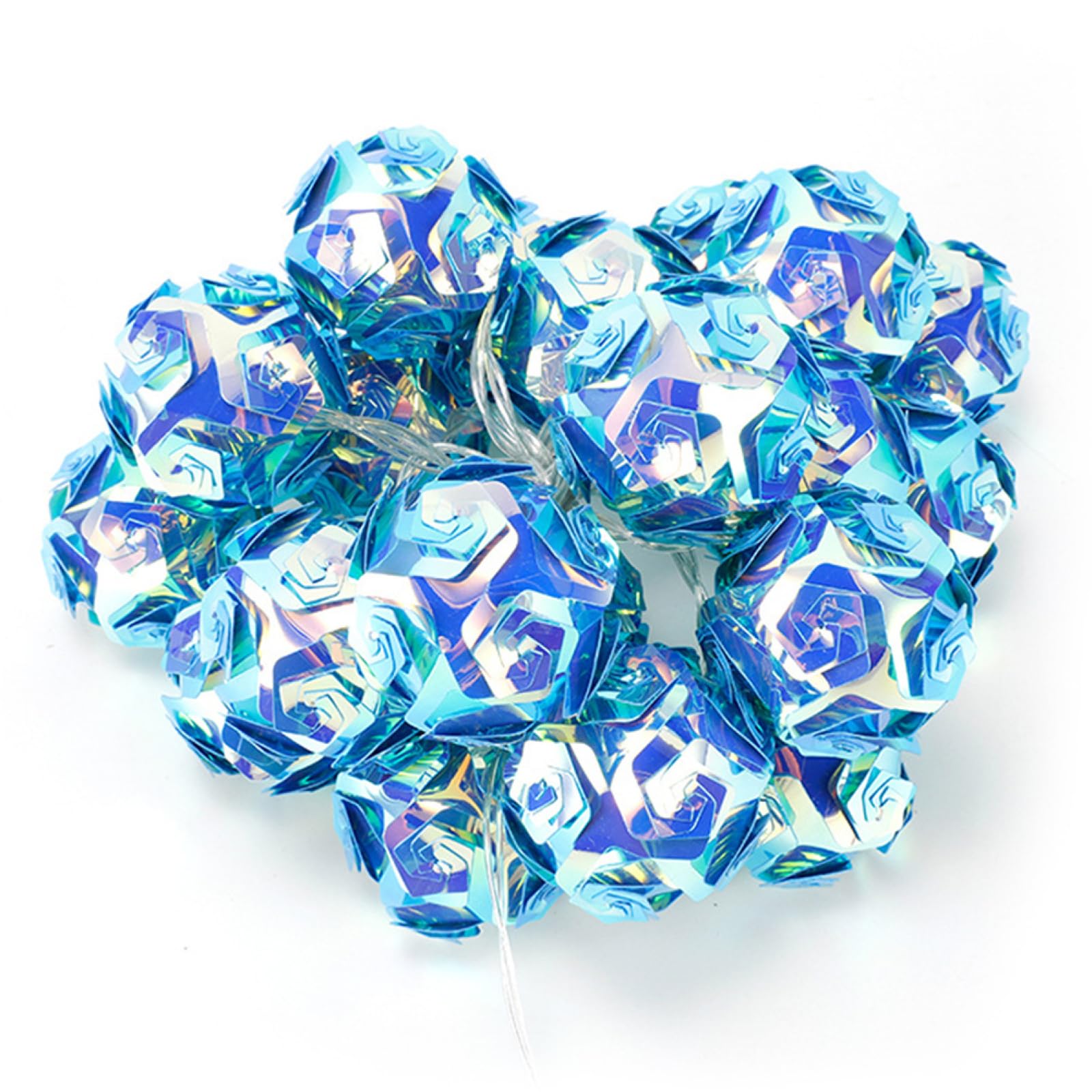 CAKERS Guirlande Lumineuse LED En Forme De Globe De Roses|Décor Créative Guirlande Lumineuse Féerique En Fil D'argent|Lumière Ambiante Pour Fête,Bleu Foncé,10 M (32,8 Pieds) -80LED-USB