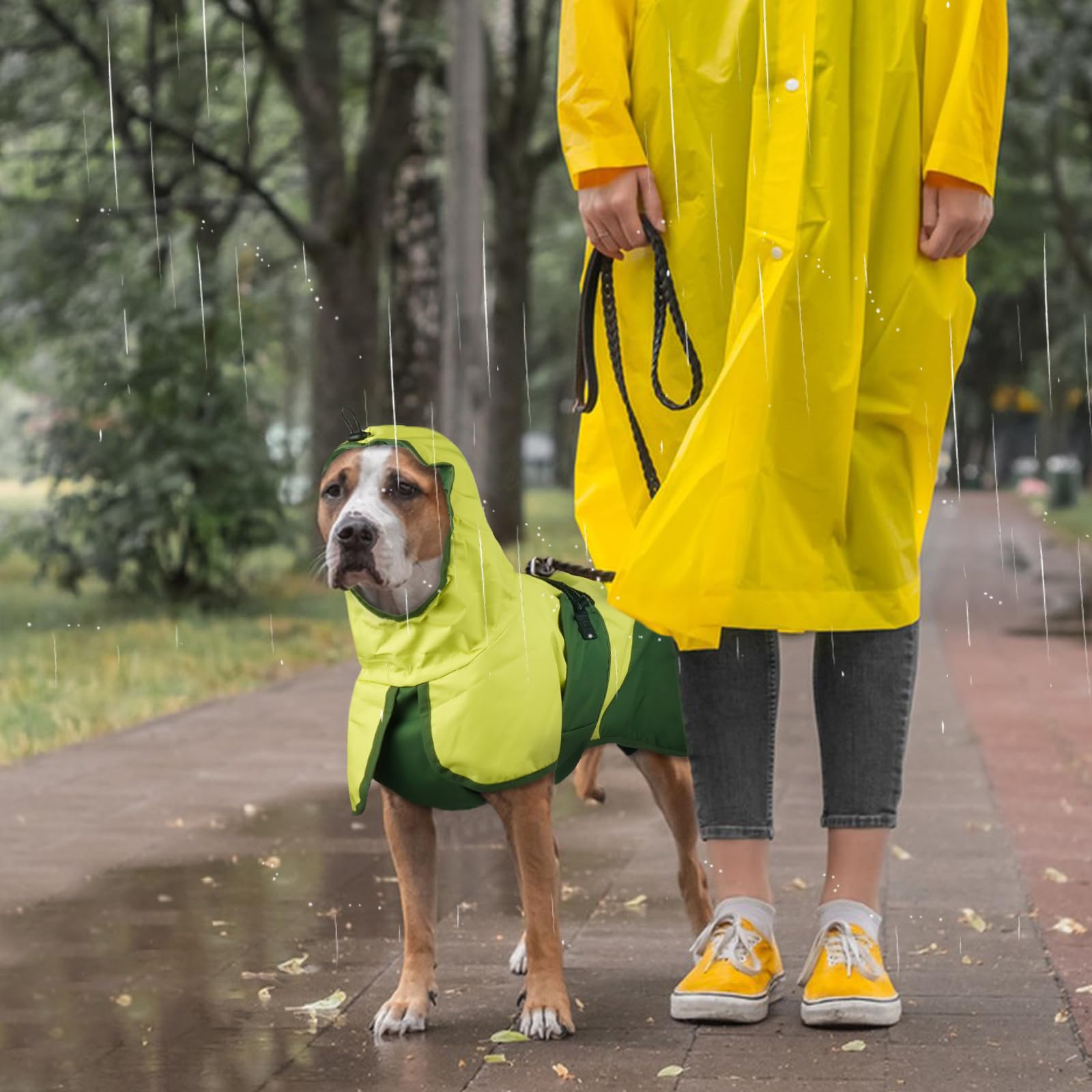 Impermeabile per Cani con Cappuccio, Poncho Impermeabile Mantella Pioggia Giacca Antipioggia Cani Felpa Impermeabile con Strisce Riflettenti(Verde, L)