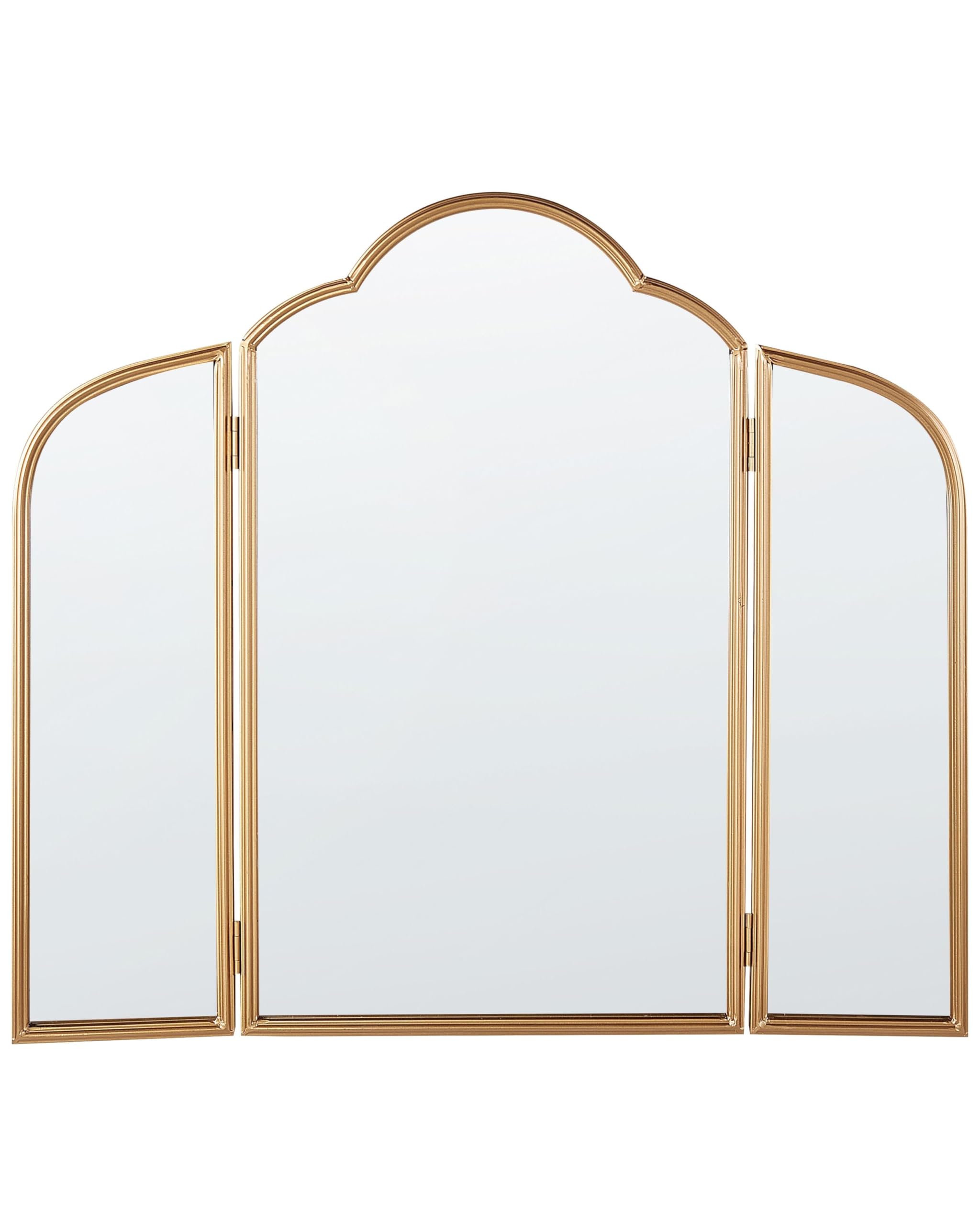 Beliani Faltbare Tischspiegel mit Zwei Flügeln Faltbare Make-up-Spiegel 87 x 77 cm Gold Savilly