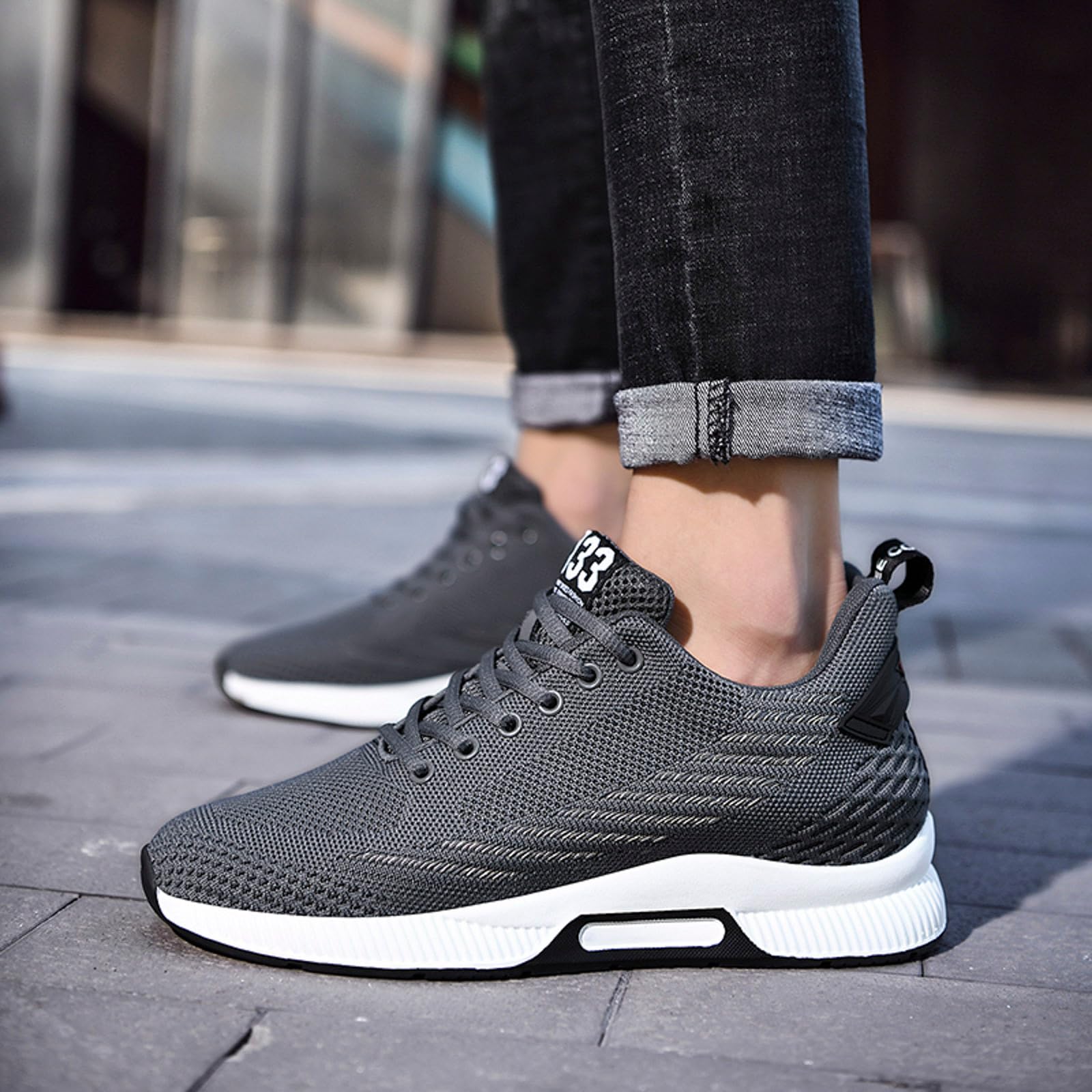 Generisch 2026 Sneaker da uomo Novità scarpe alte 6 cm per uomo, sneakers casual in rete da uomo, scarpe sportive leggere traspiranti con lacci con tacco di sollevamento nascosto per uomo
