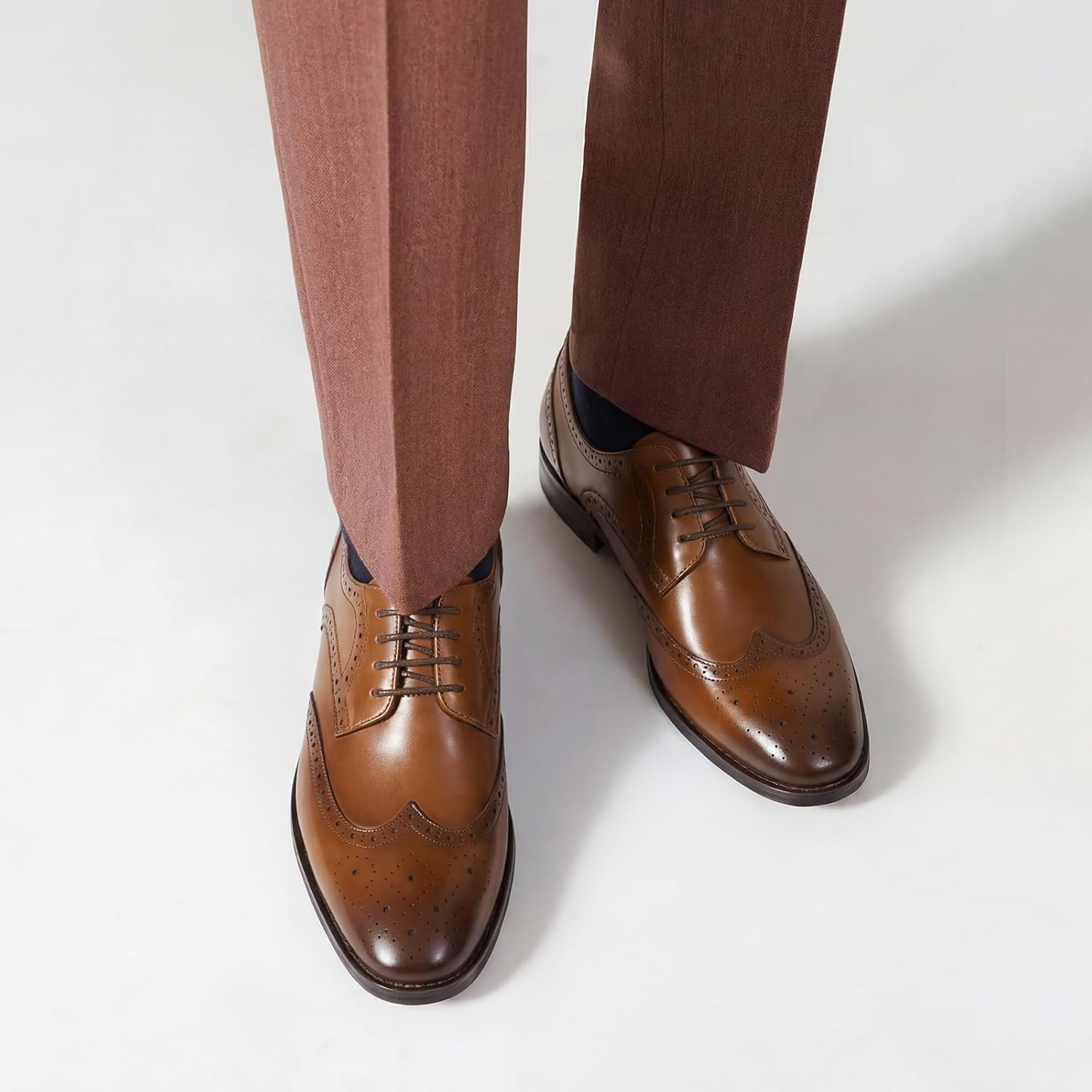 HEEZ Men's Dress Shoes, Lace Up Oxford Shoes for Men Non Slip, Cap Toe Fomal Shoes for Business Office Church