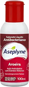 Aseplyne, Sabonete Líquido, Antisséptico, Aroma Aroeira, 100 ml, Vermelho